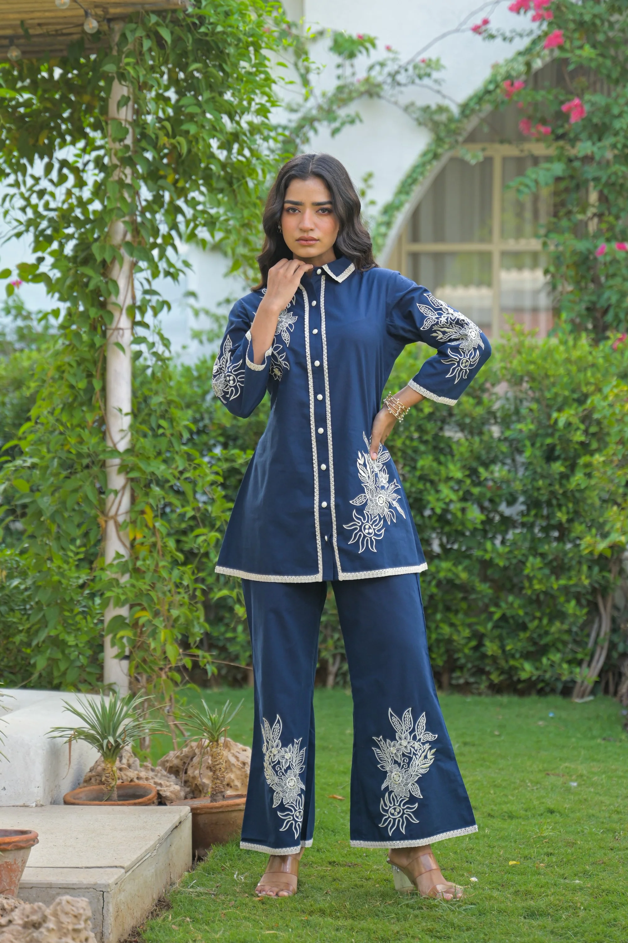 Bhoomi iris Embroidery cotton Co-ord set - Image 4