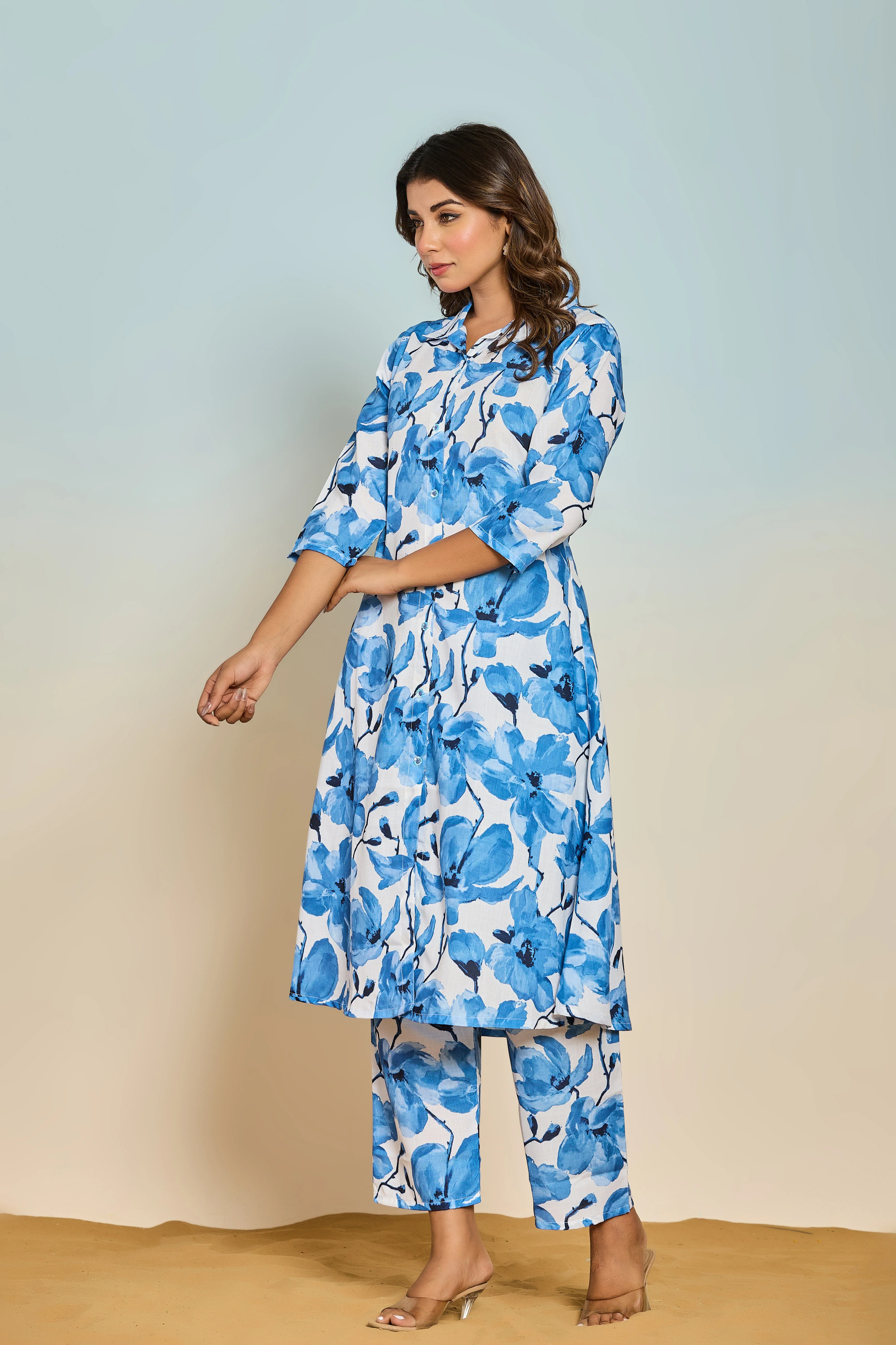 Elixir Azure linen kurta pant set - Image 6
