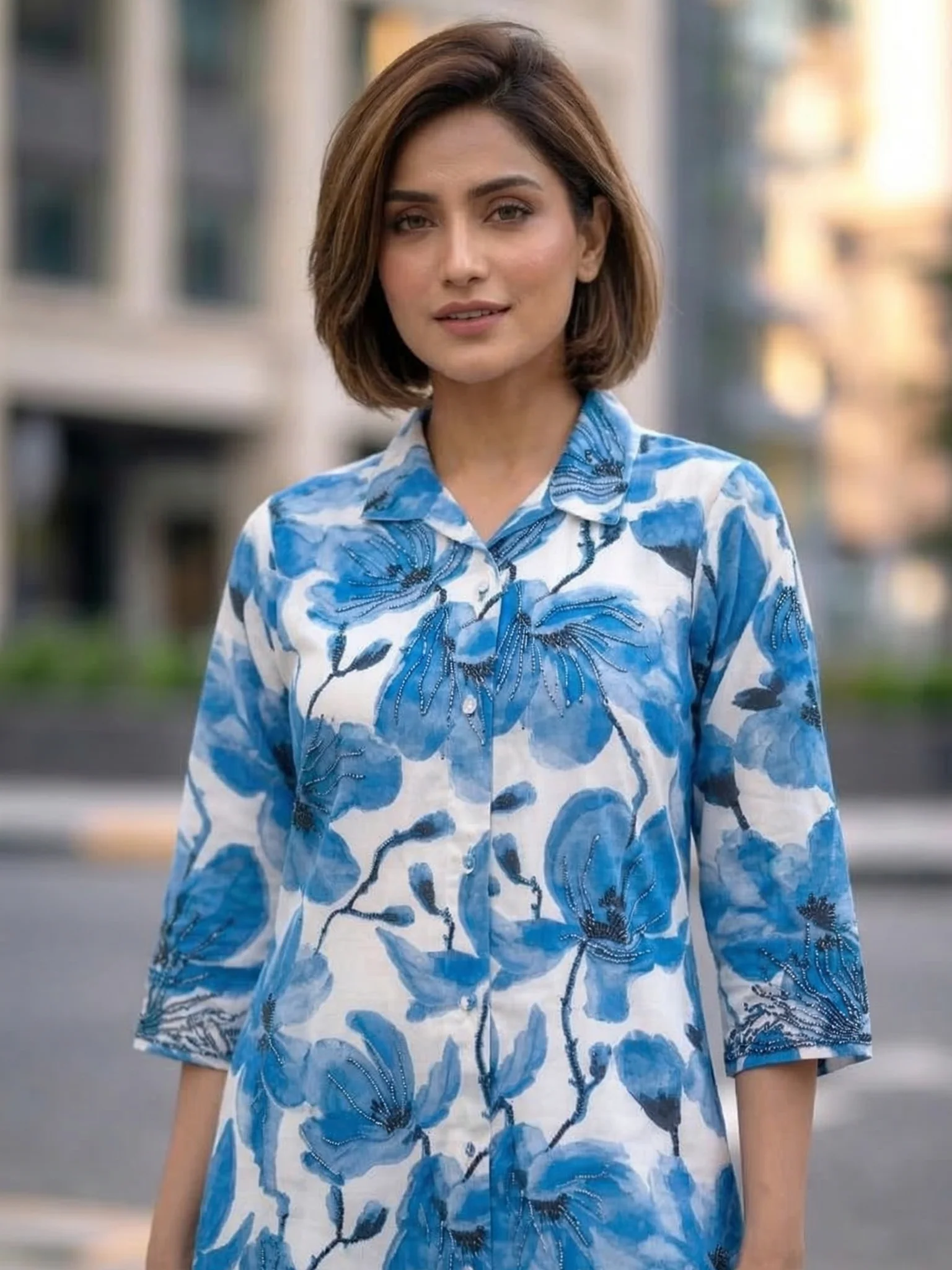 Bindiya Azure linen kurta pant set - Image 2