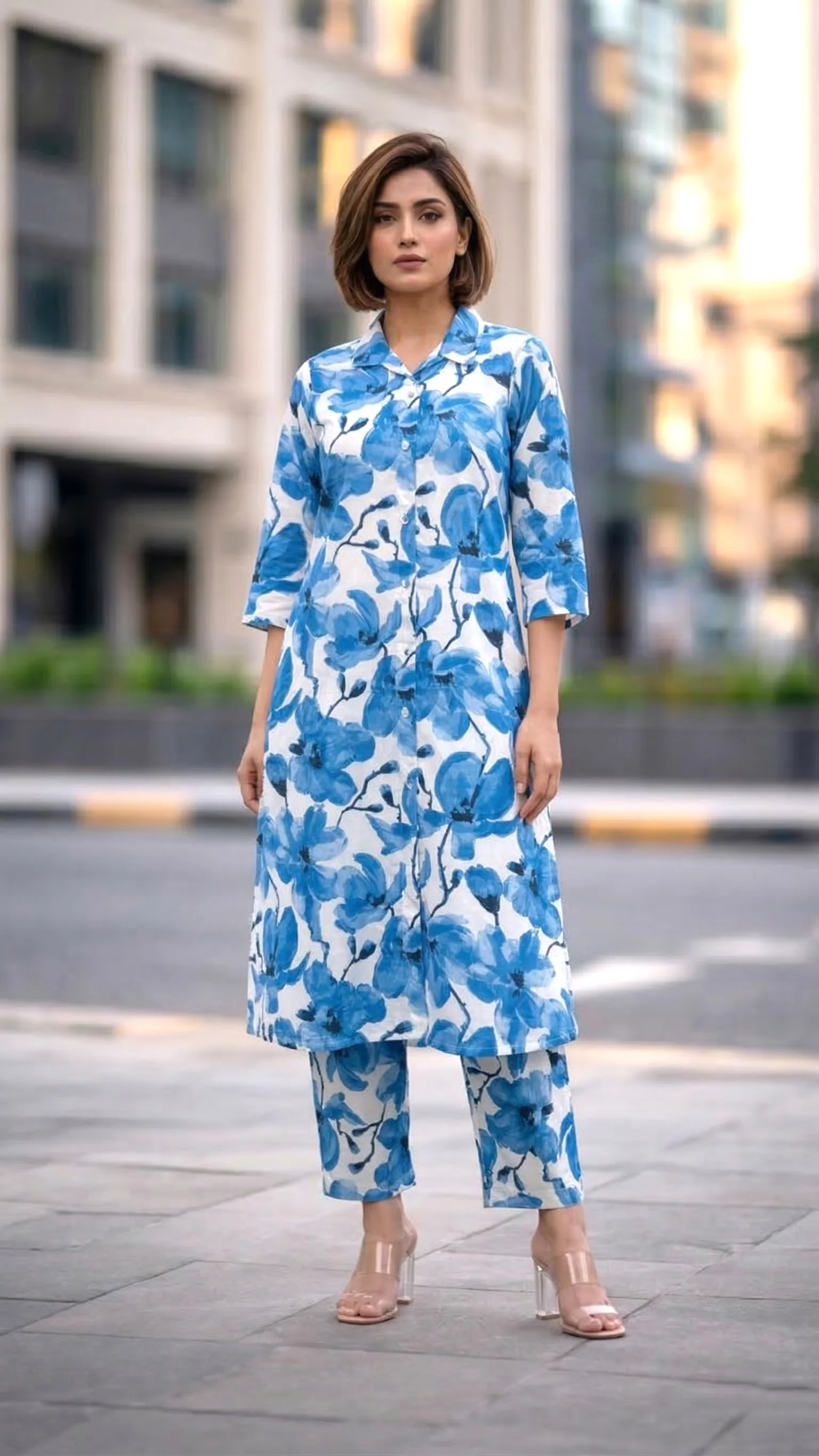 Bindiya Azure linen kurta pant set - Image 3