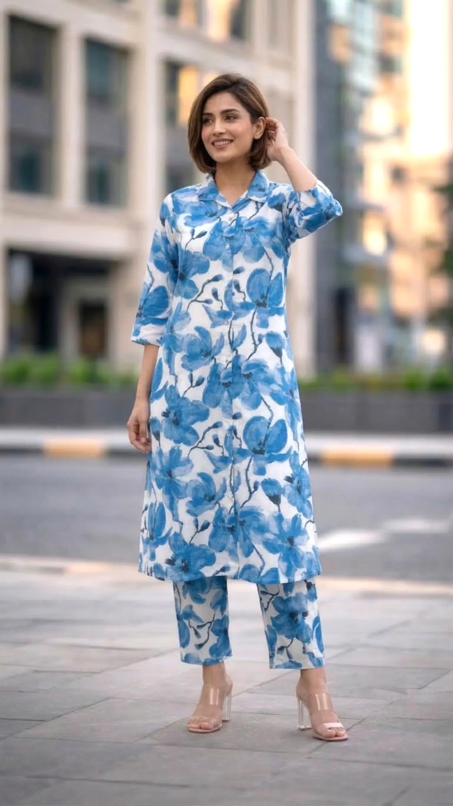 Bindiya Azure linen kurta pant set - Image 5