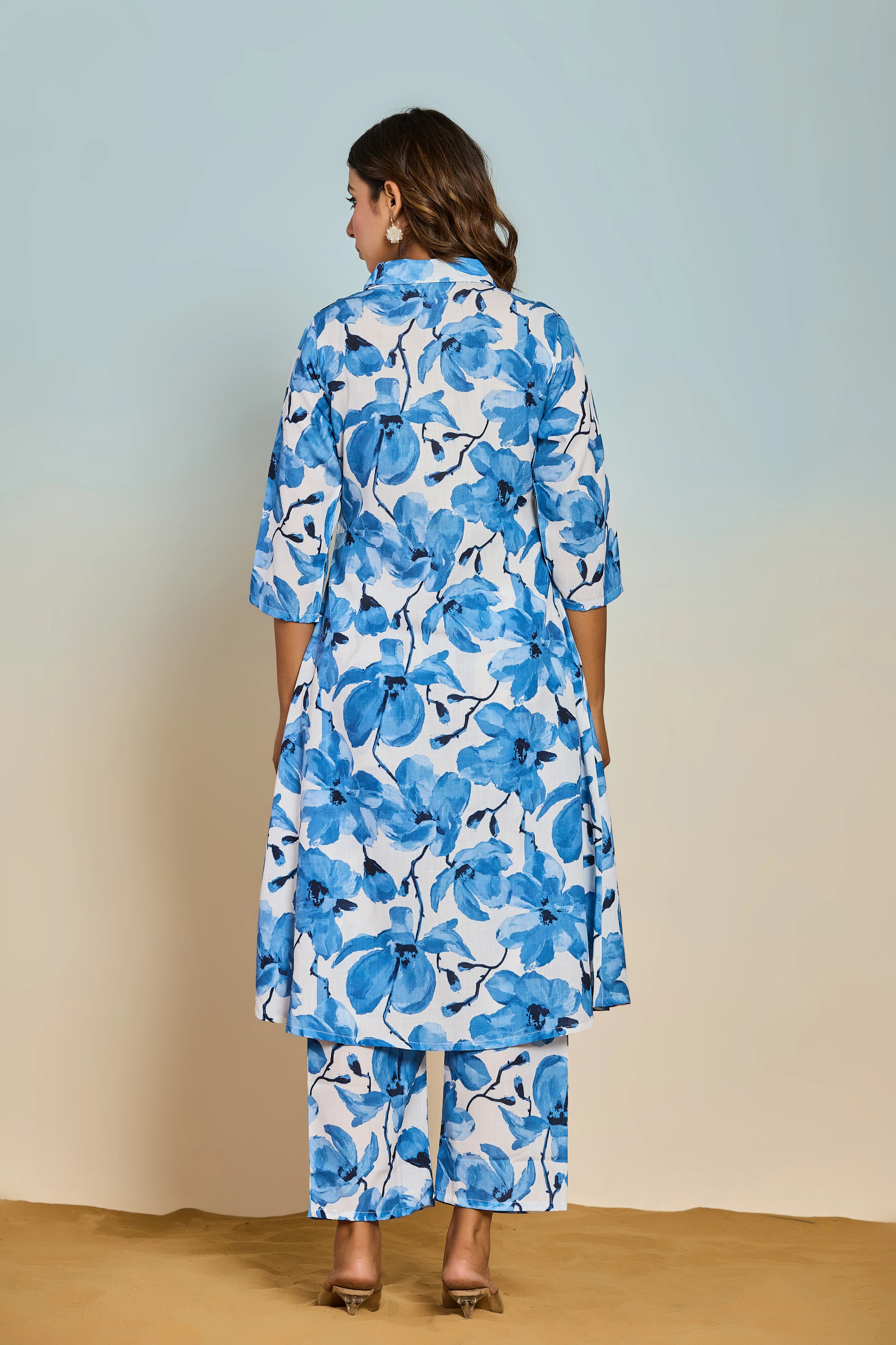 Elixir Azure linen kurta pant set - Image 3