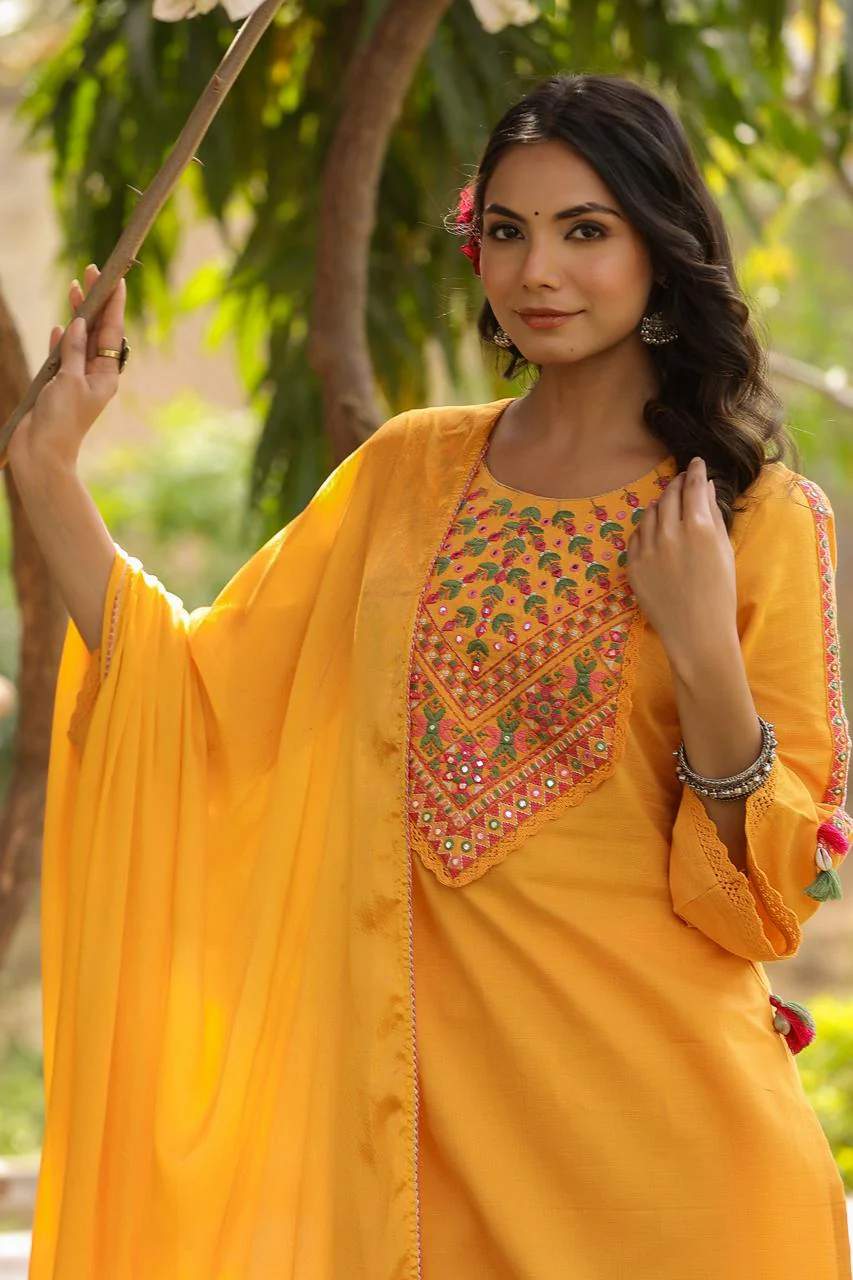 Jeena Sunflower Cotton Suit Set - Image 2
