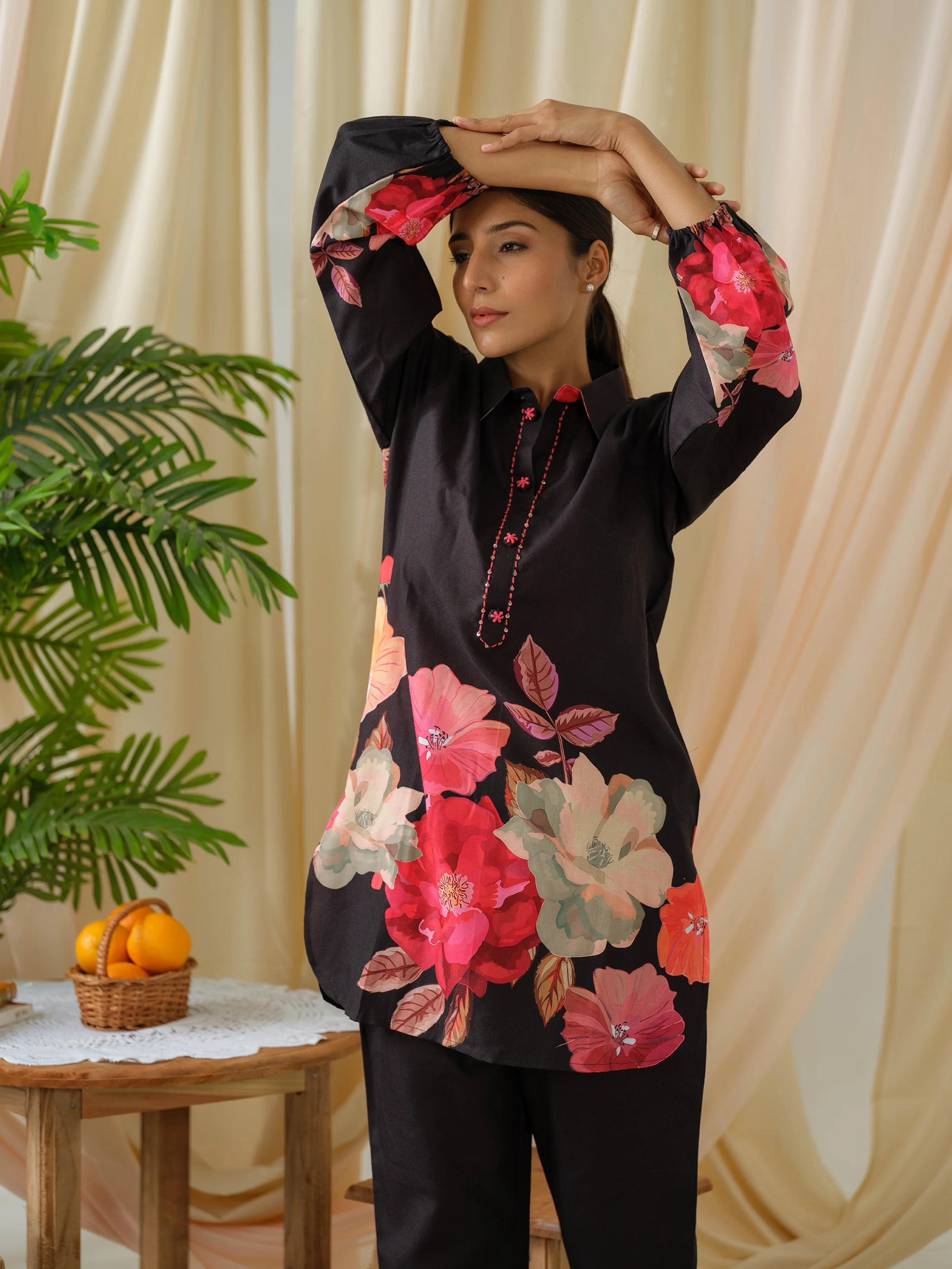 AYESHA EBONY PRINTED MUSLIN DIGITAL CO-ORD SET - Image 3