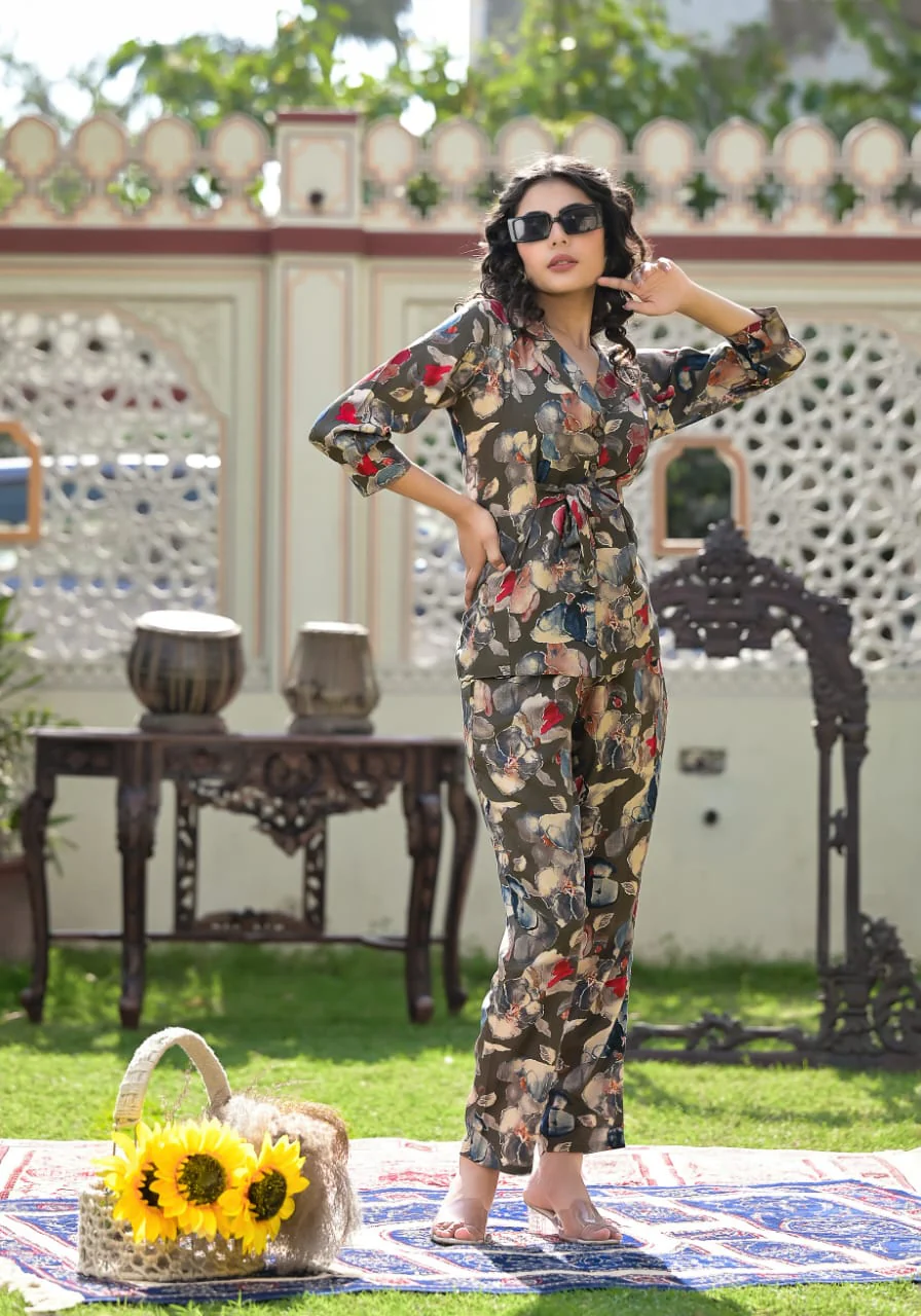 Etihad Olive Floral Co-ord Set - Image 10