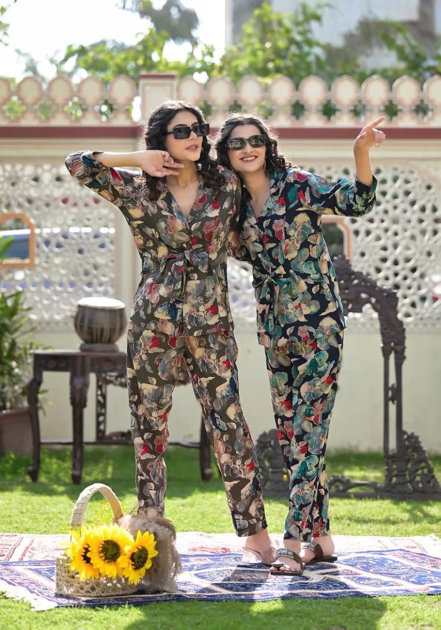 Etihad Olive Floral Co-ord Set - Image 4