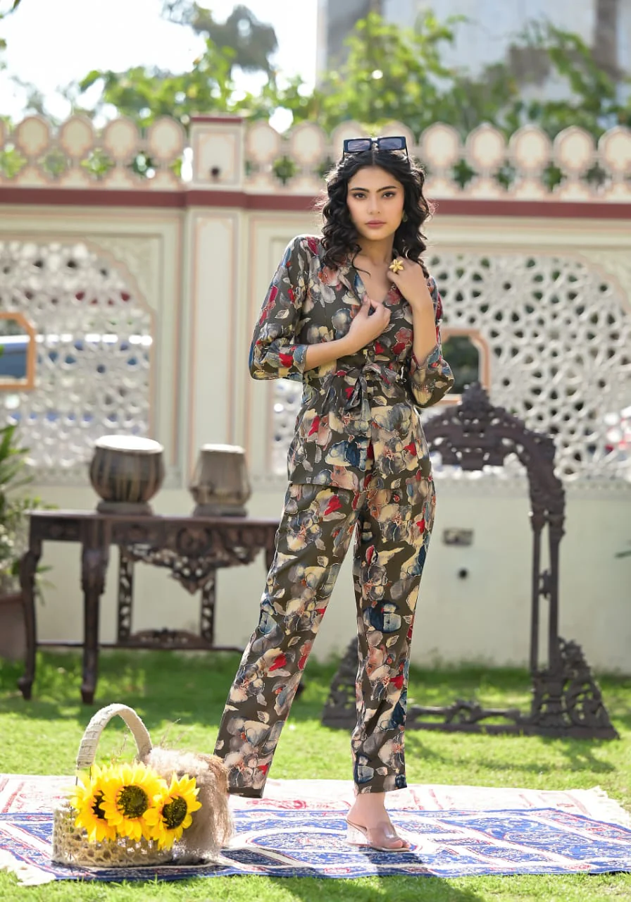 Etihad Olive Floral Co-ord Set - Image 7