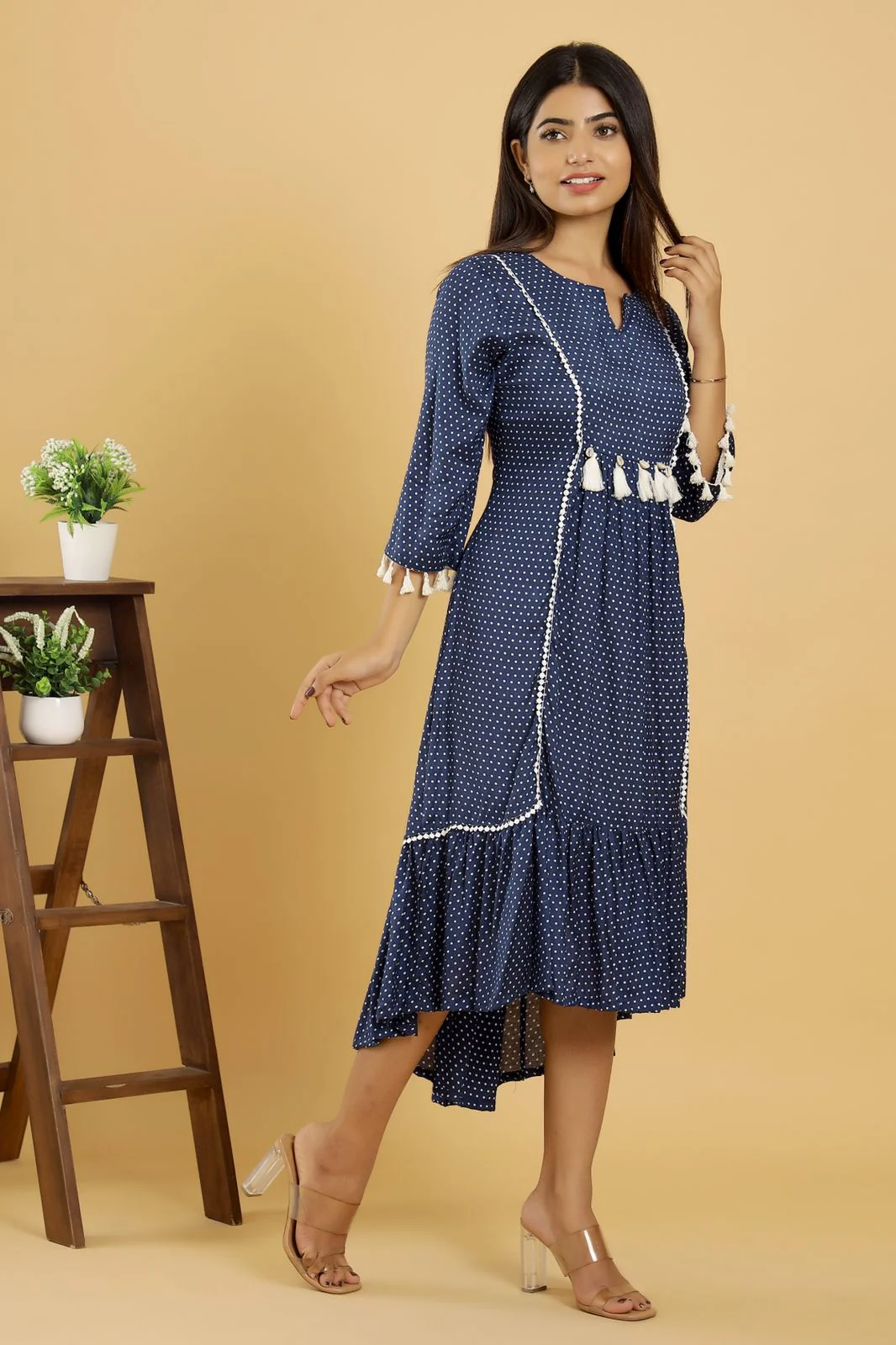 Gomti Blue Cotton Dress - Image 3