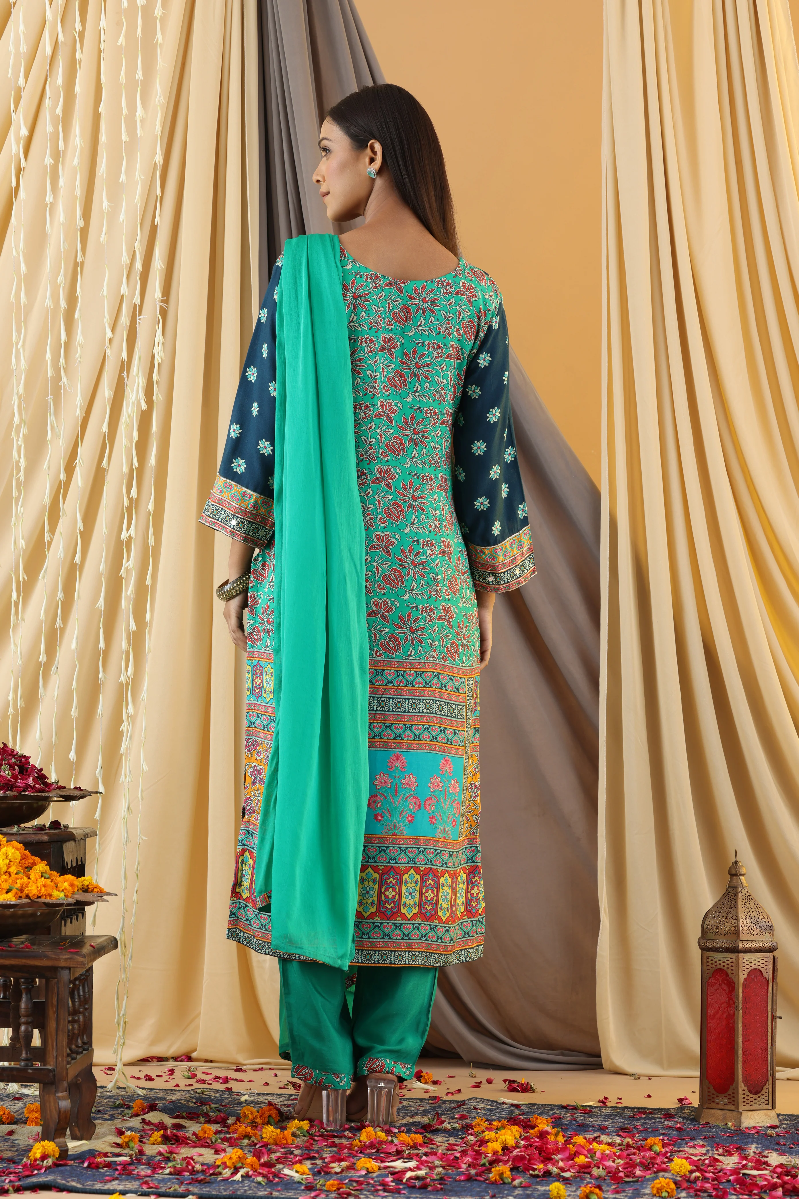 WAHIBA KARACHI Indigo FULL WORK SUIT SET - Image 3