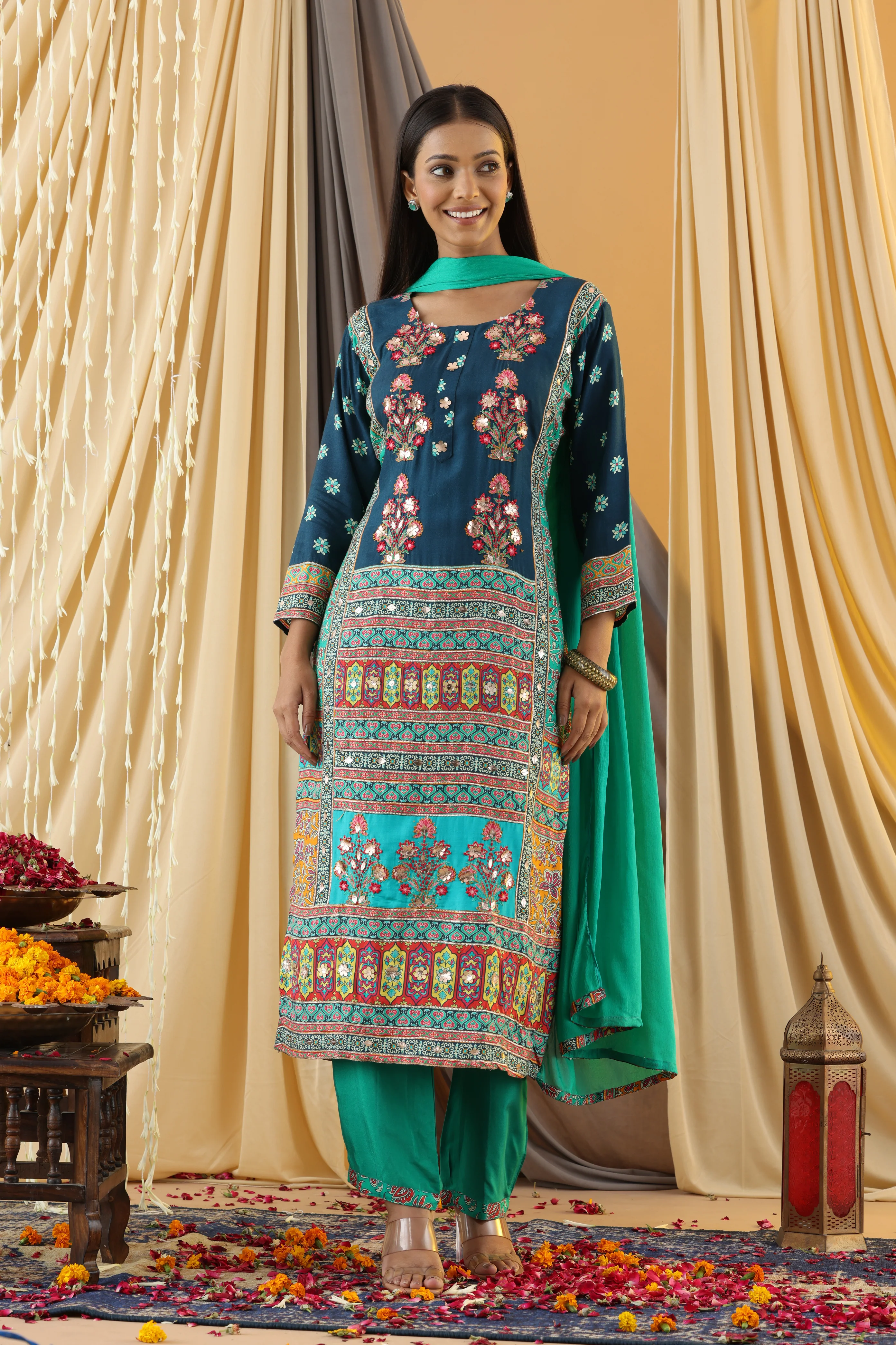WAHIBA KARACHI Indigo FULL WORK SUIT SET - Image 6