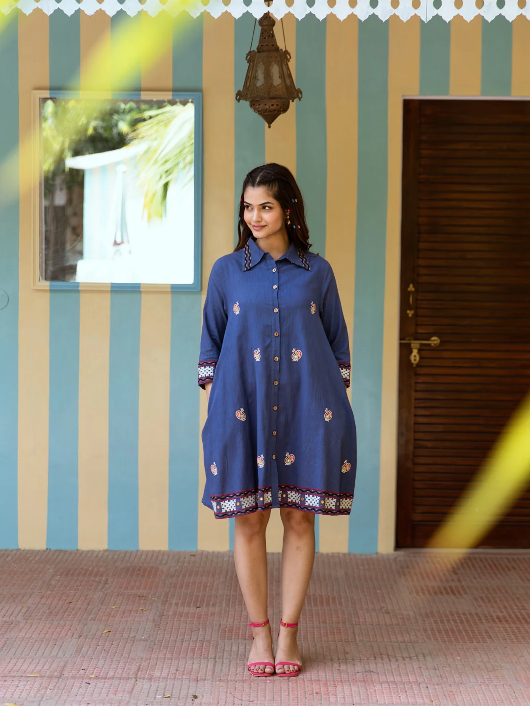 JINISHA AZURE COTTON SHIRT DRESS - Image 2