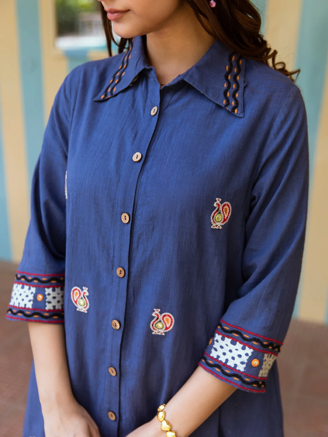 JINISHA AZURE COTTON SHIRT DRESS - Image 4