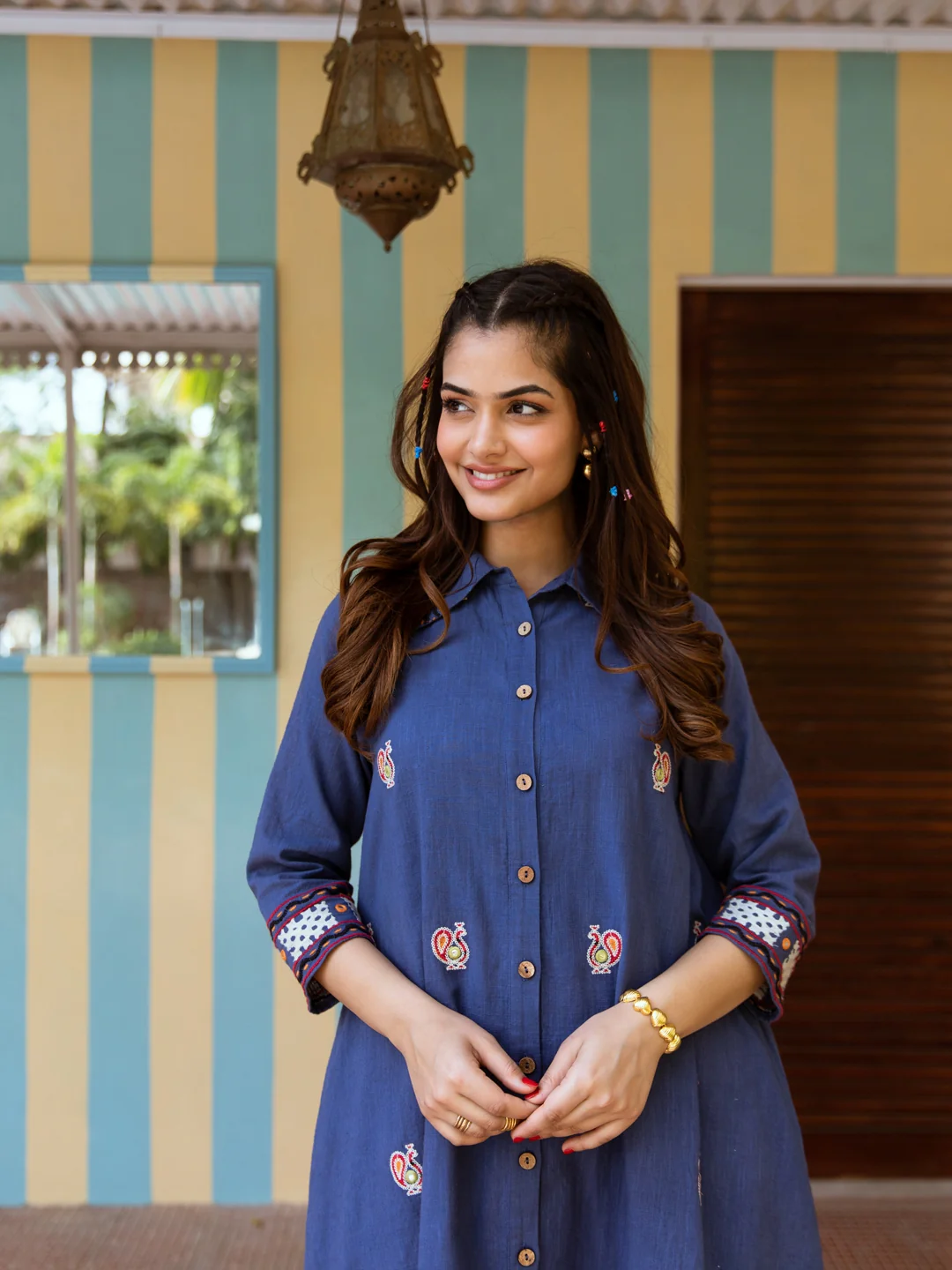 JINISHA AZURE COTTON SHIRT DRESS - Image 5