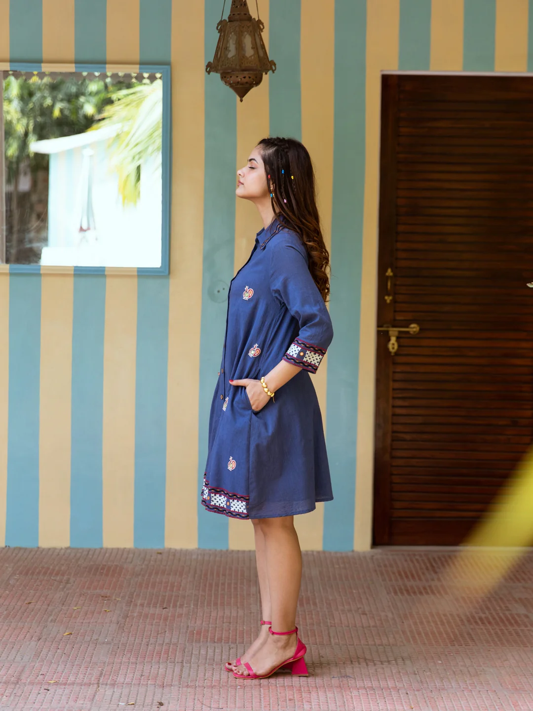 JINISHA AZURE COTTON SHIRT DRESS - Image 7