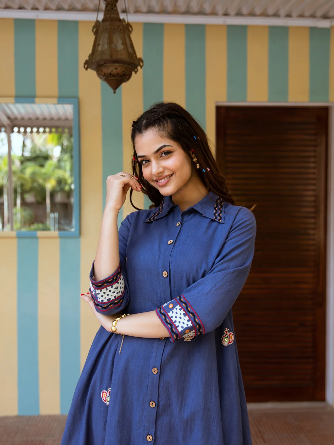 JINISHA AZURE COTTON SHIRT DRESS - Image 8