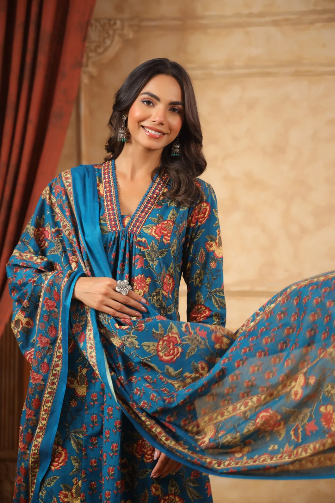 Sahila Peacock Cotton Suit Set - Image 2