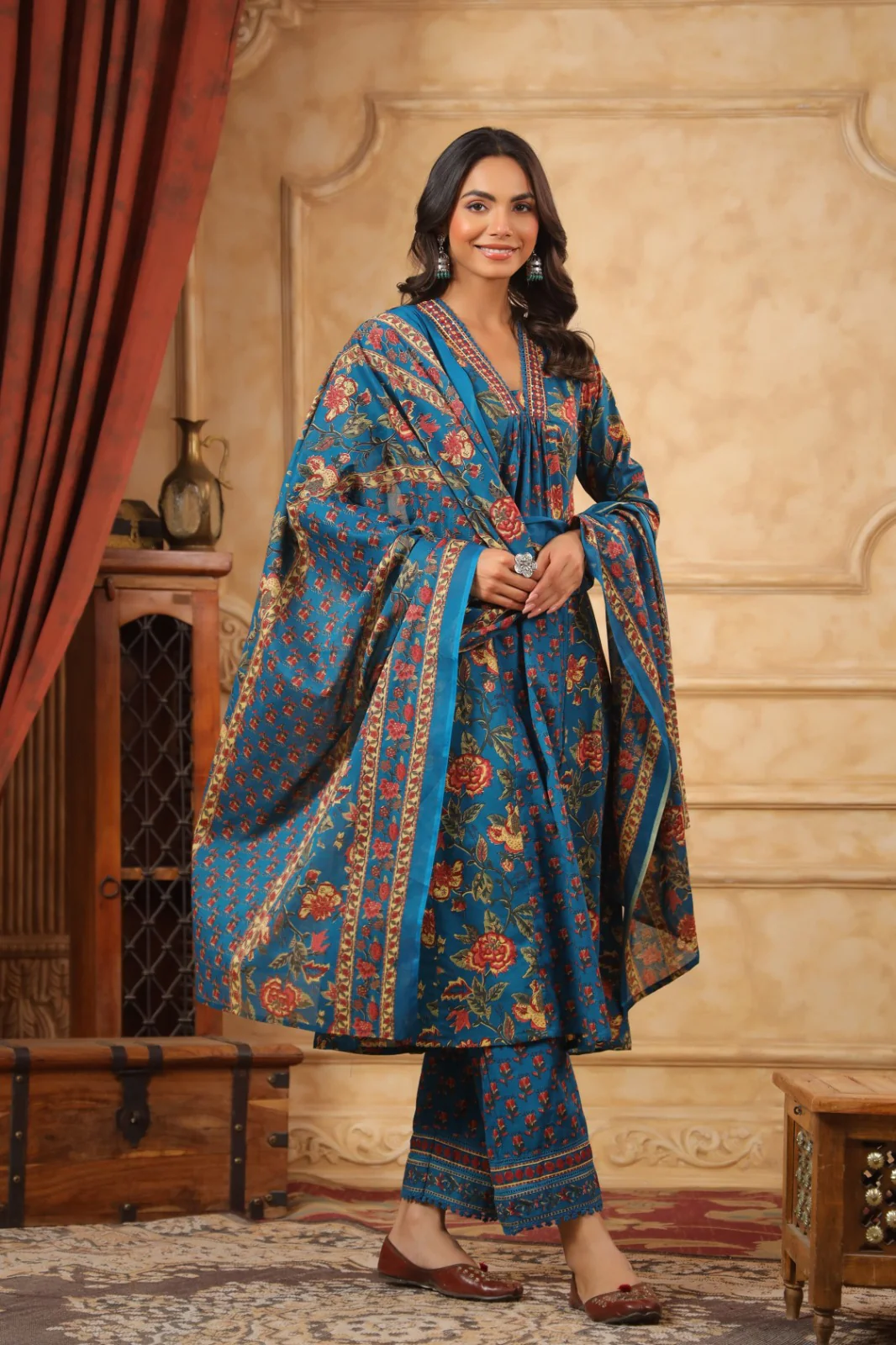 Sahila Peacock Cotton Suit Set - Image 4