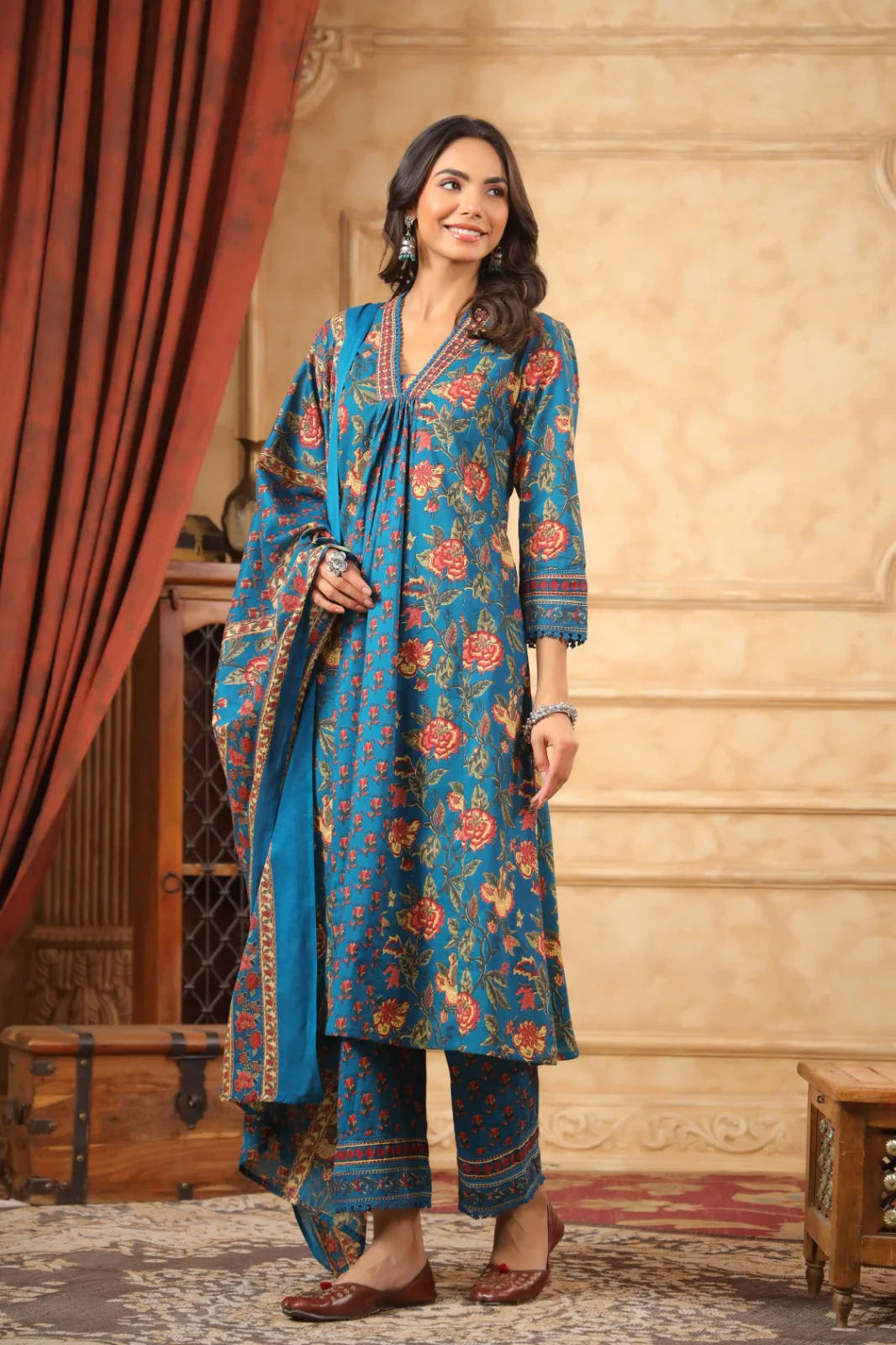 Sahila Peacock Cotton Suit Set - Image 5