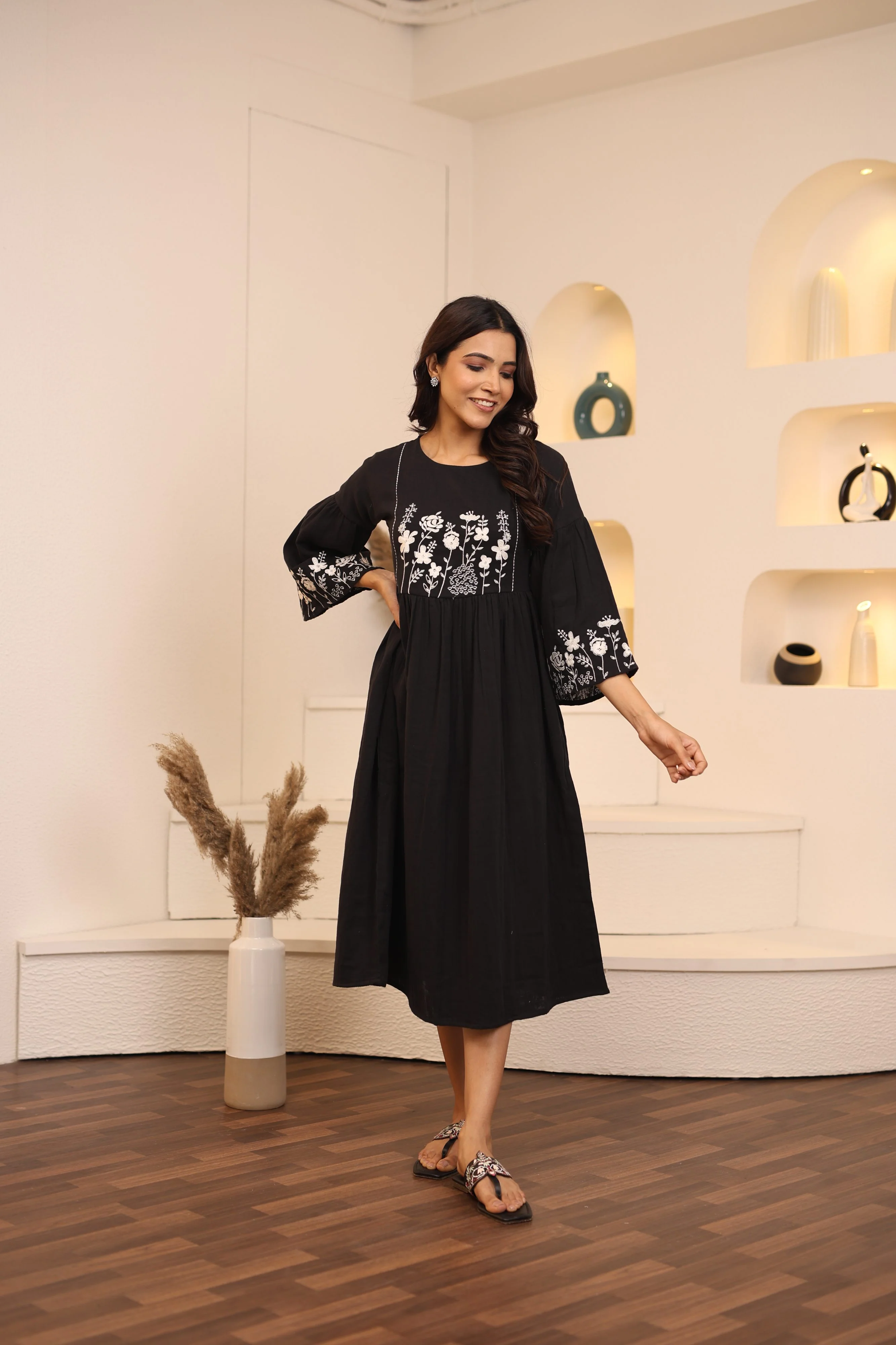 Avanti Charcoal Cotton Dress - Image 4