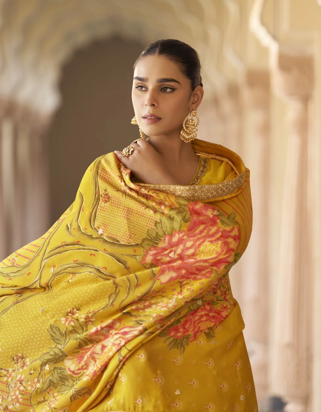 Umaira Canary full work gharara suit set - Image 3