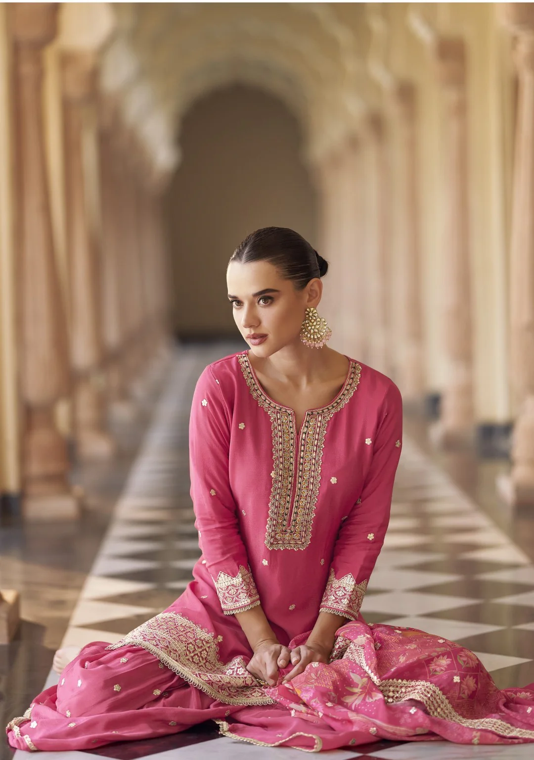 Umaira Rouge full work gharara suit set - Image 3