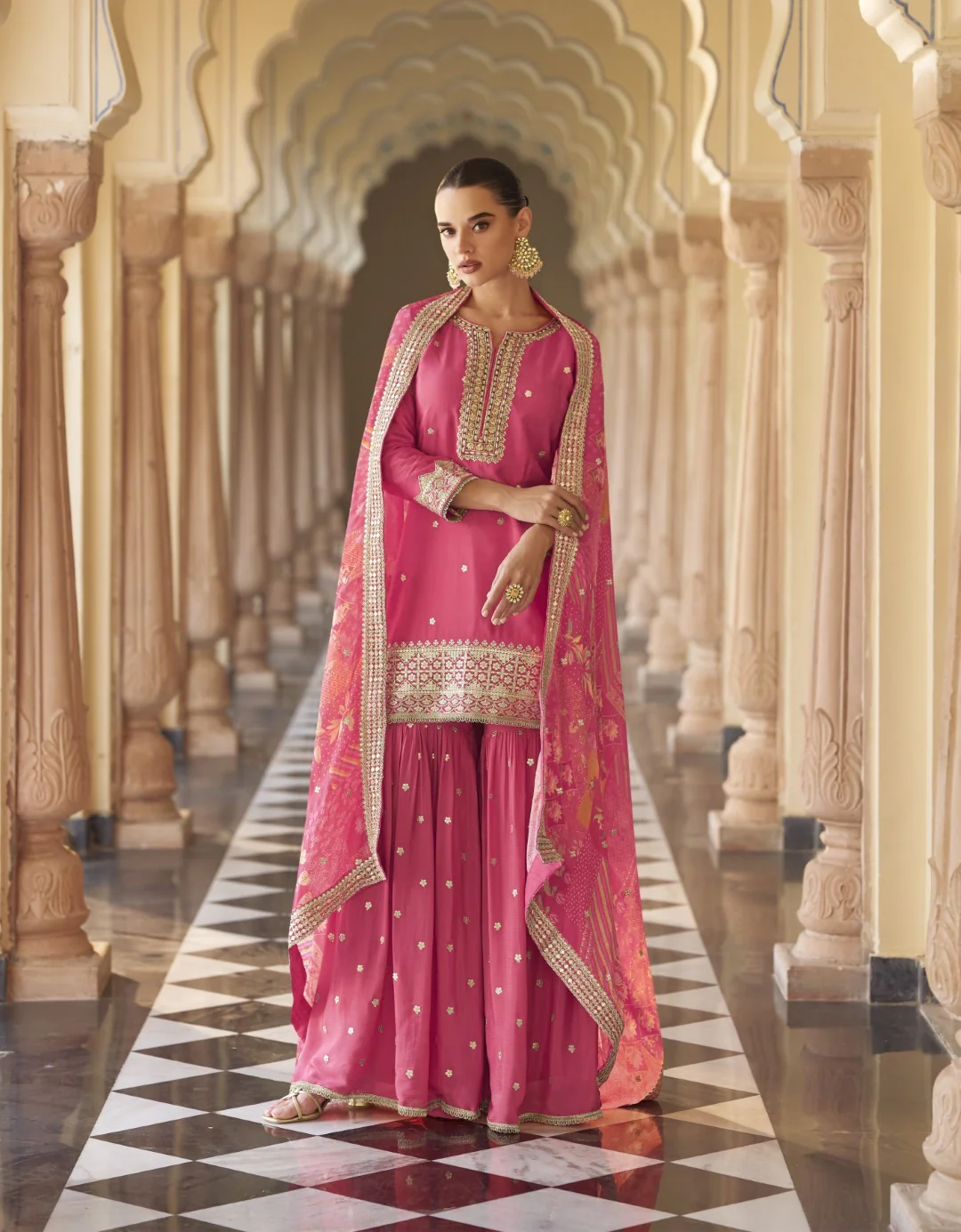 Umaira Rouge full work gharara suit set - Image 4