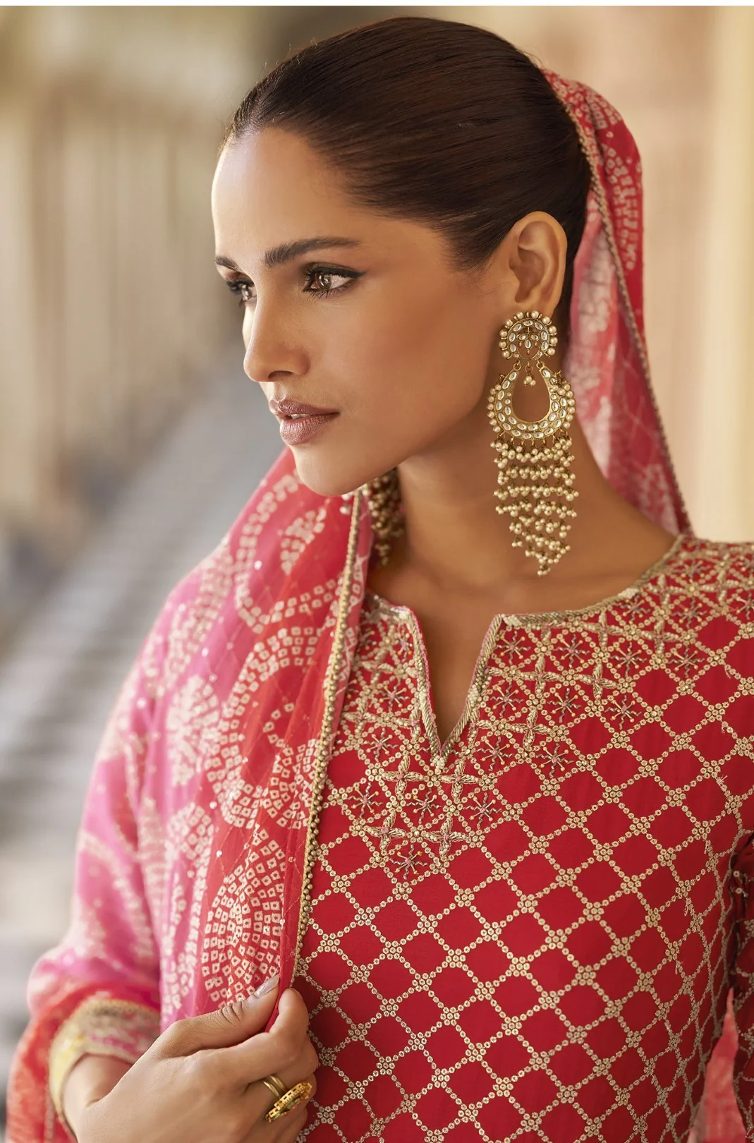 Umaira Crimson full work gharara suit set - Image 4