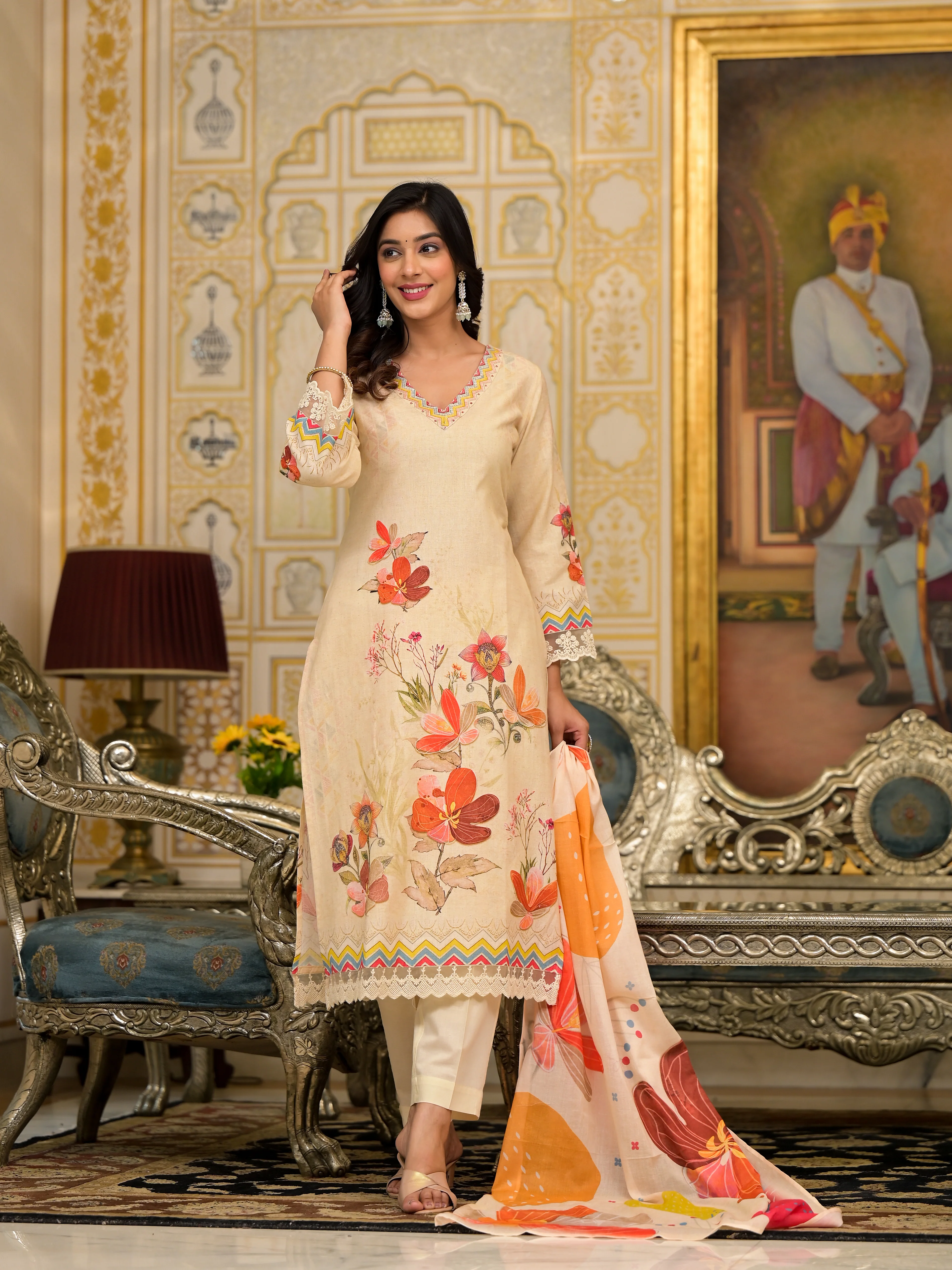 Diti Vanilla Pure Cotton Suit set - Image 3