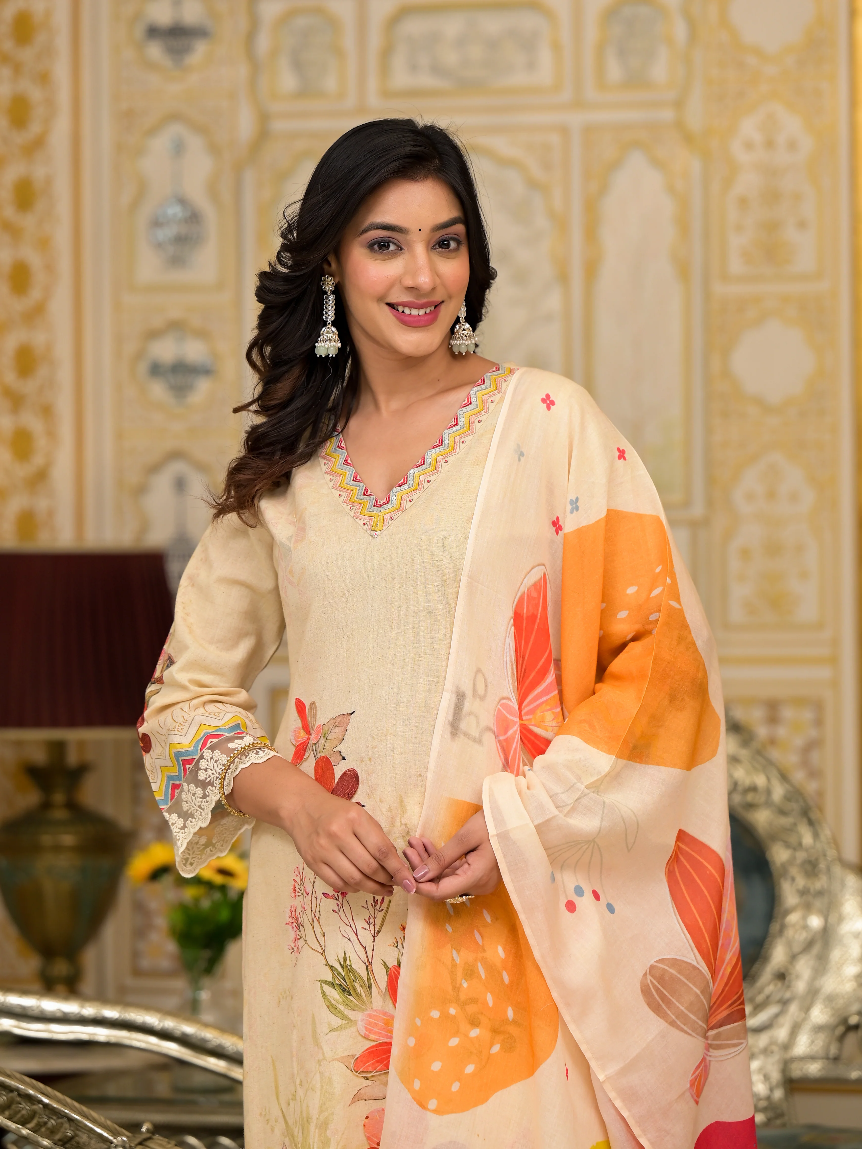 Diti Vanilla Pure Cotton Suit set - Image 4