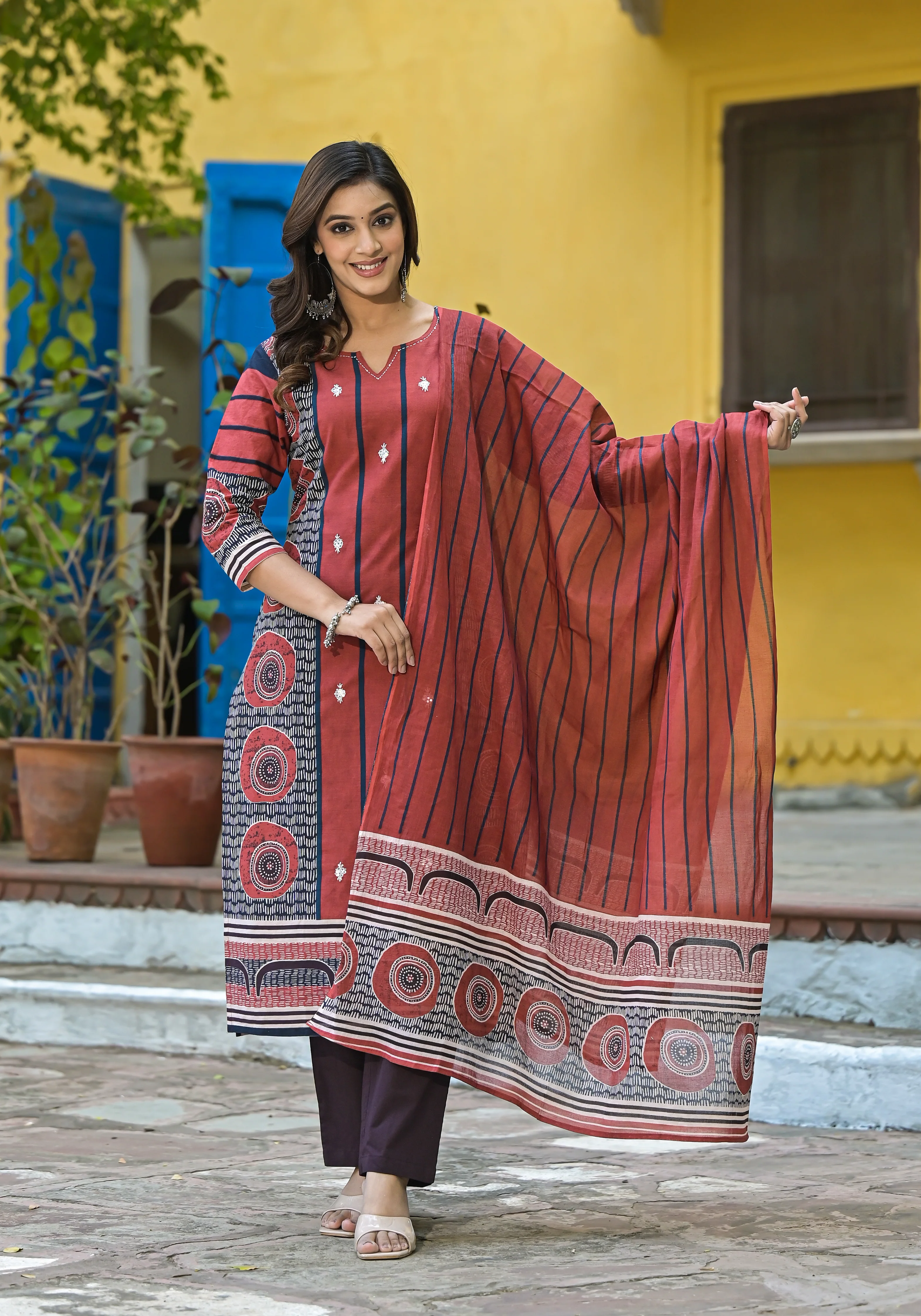 Bodhi brick Cotton Suit Set - Image 3