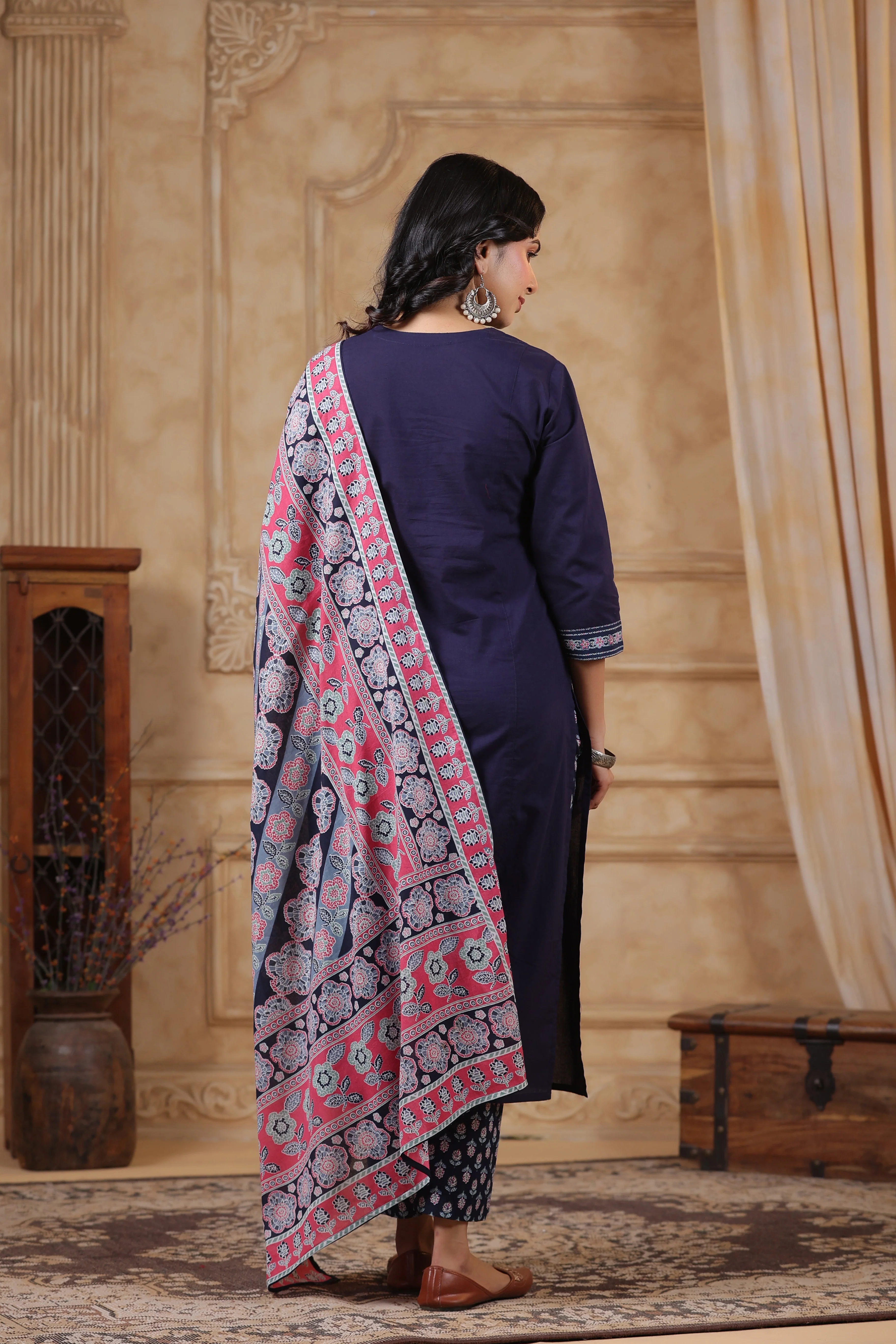 Hiya Indigo Cotton Suit Set - Image 3