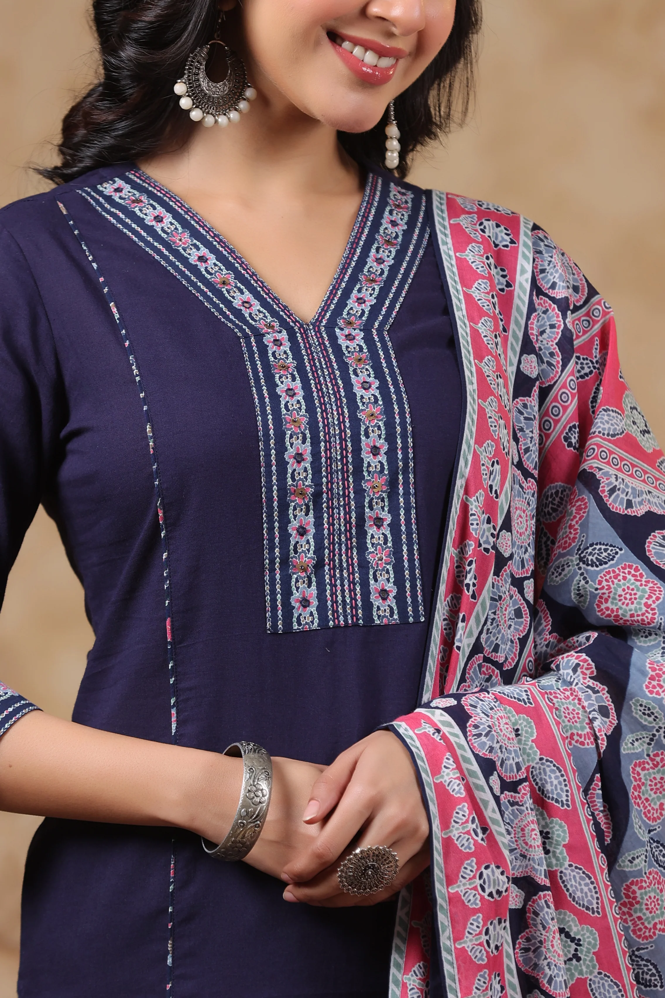 Hiya Indigo Cotton Suit Set - Image 4