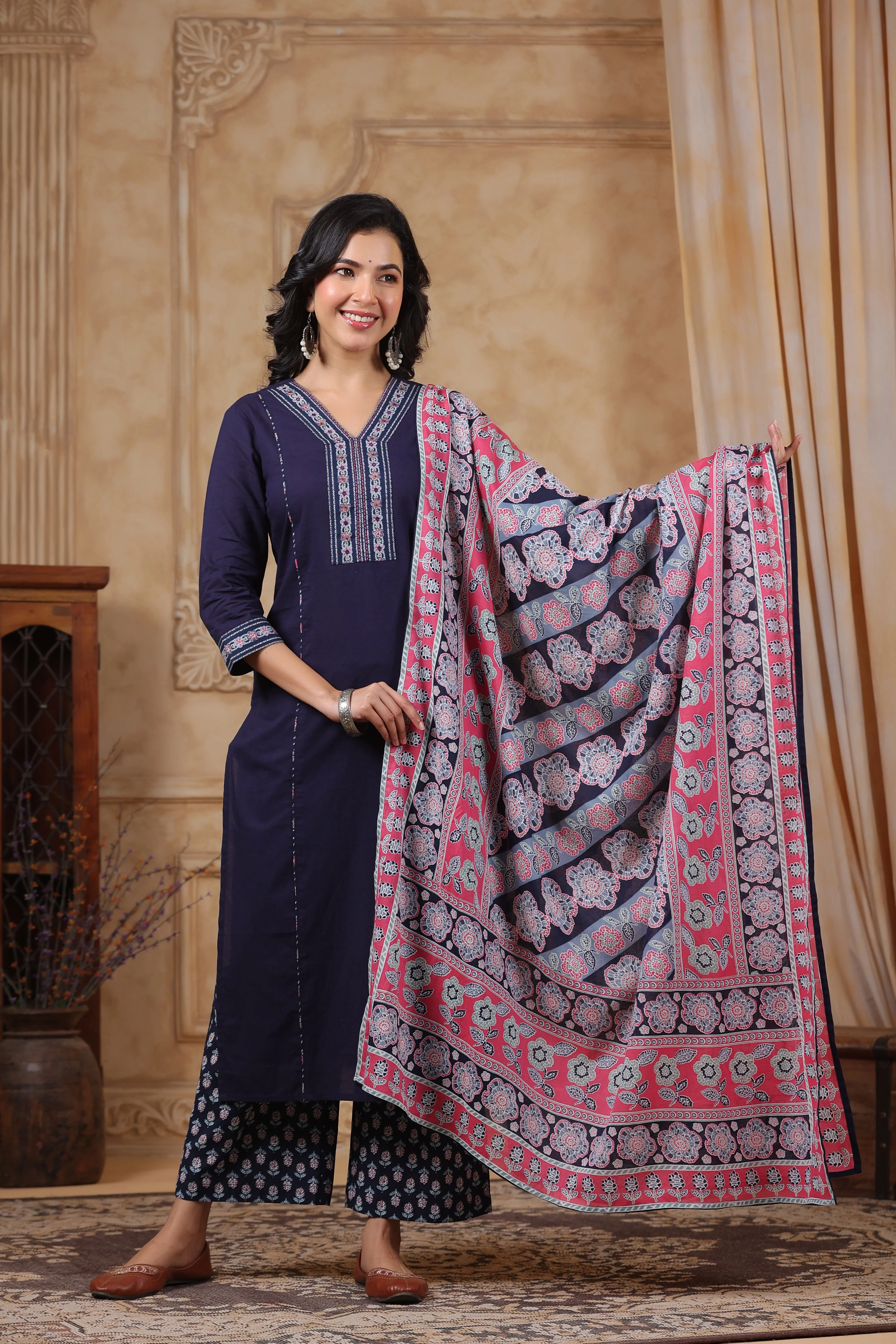 Hiya Indigo Cotton Suit Set - Image 6