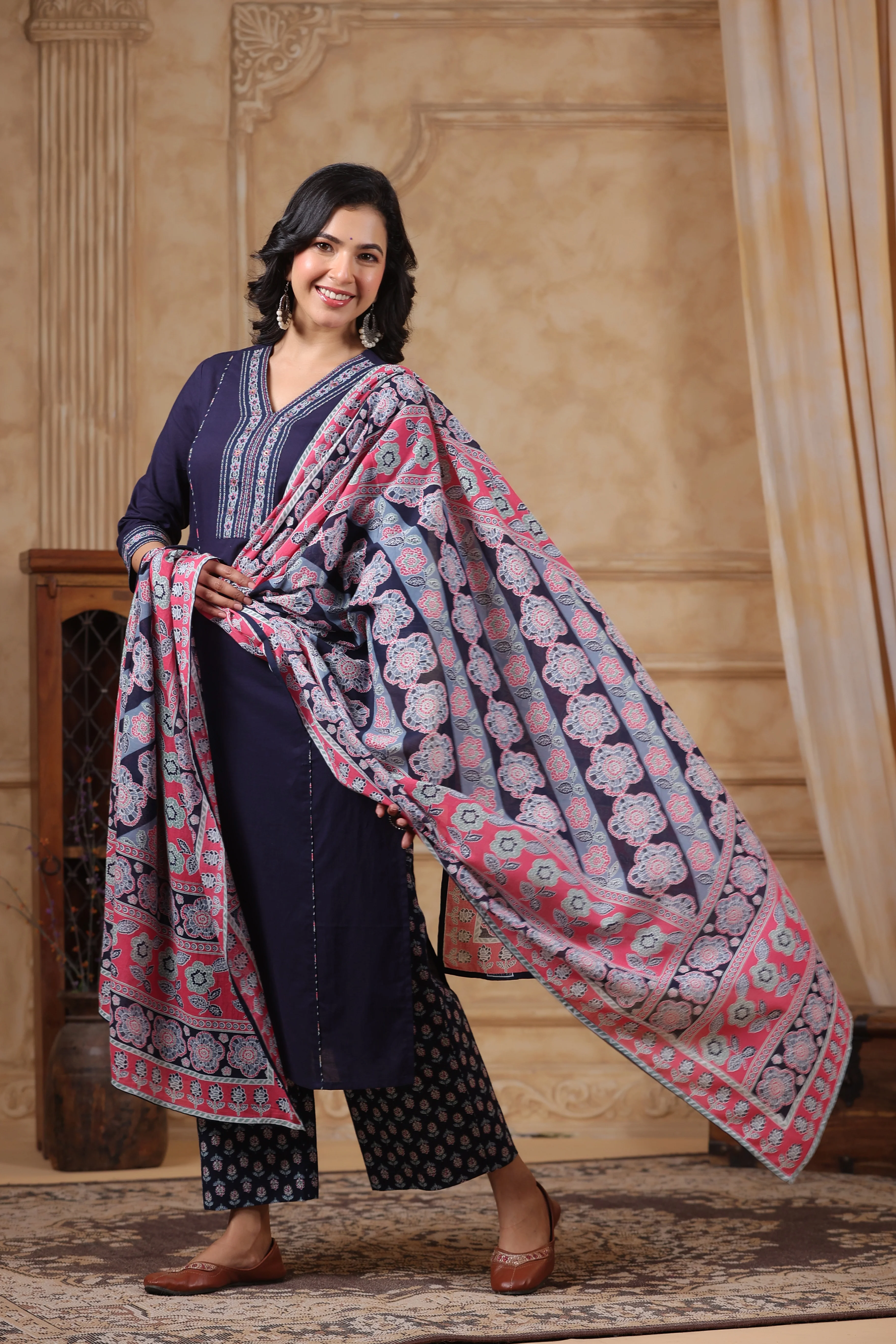 Hiya Indigo Cotton Suit Set - Image 7
