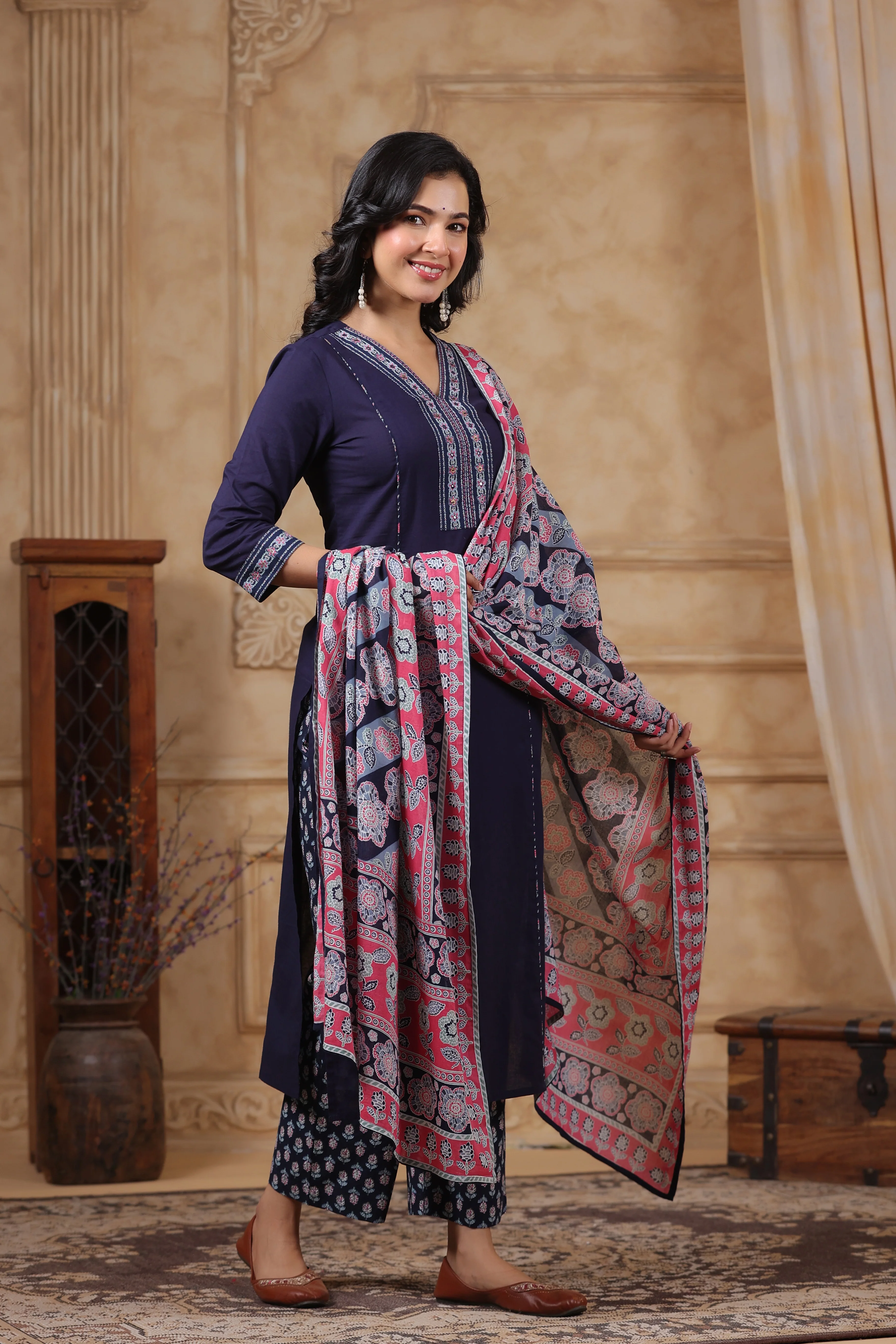 Hiya Indigo Cotton Suit Set - Image 8