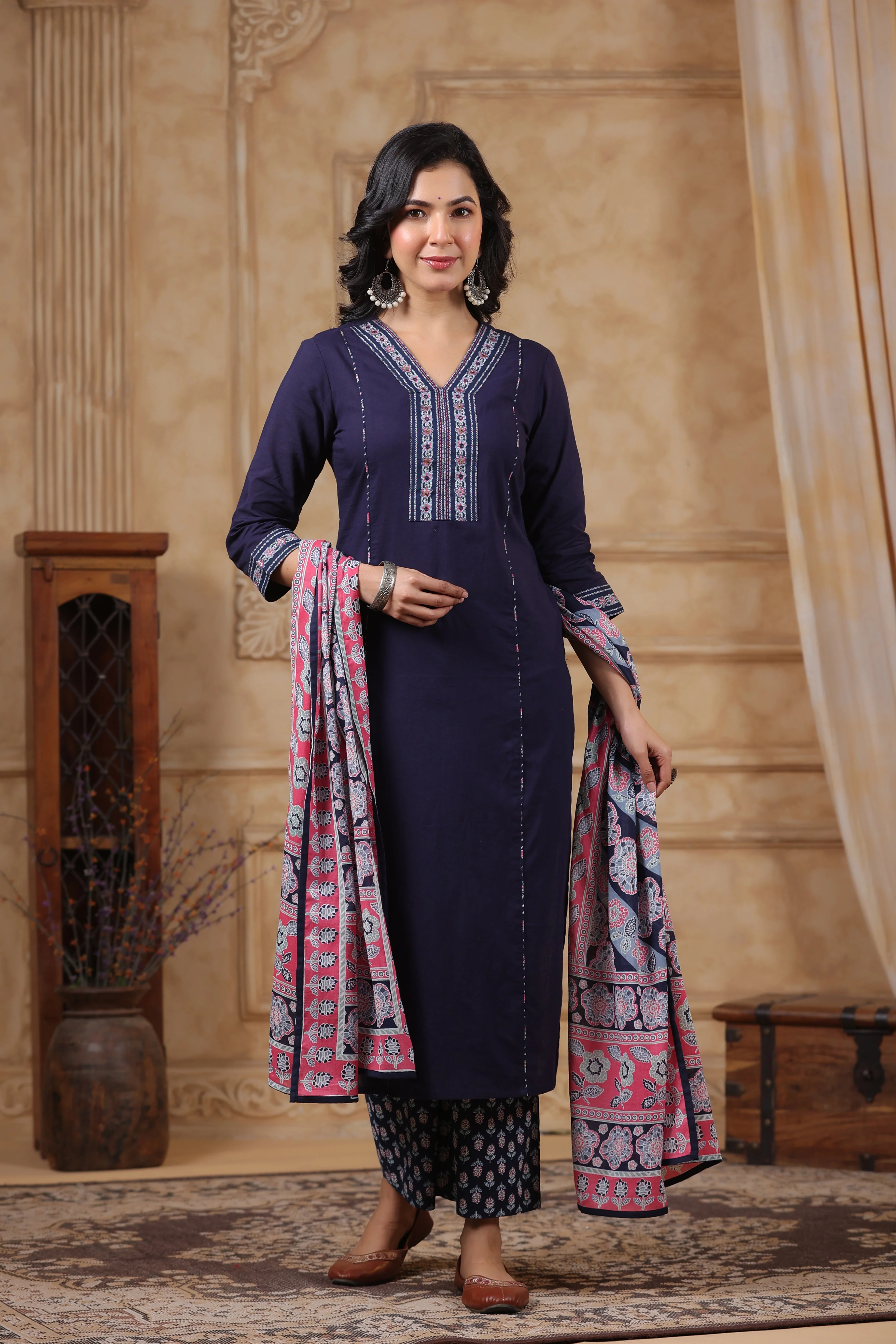 Hiya Indigo Cotton Suit Set - Image 9