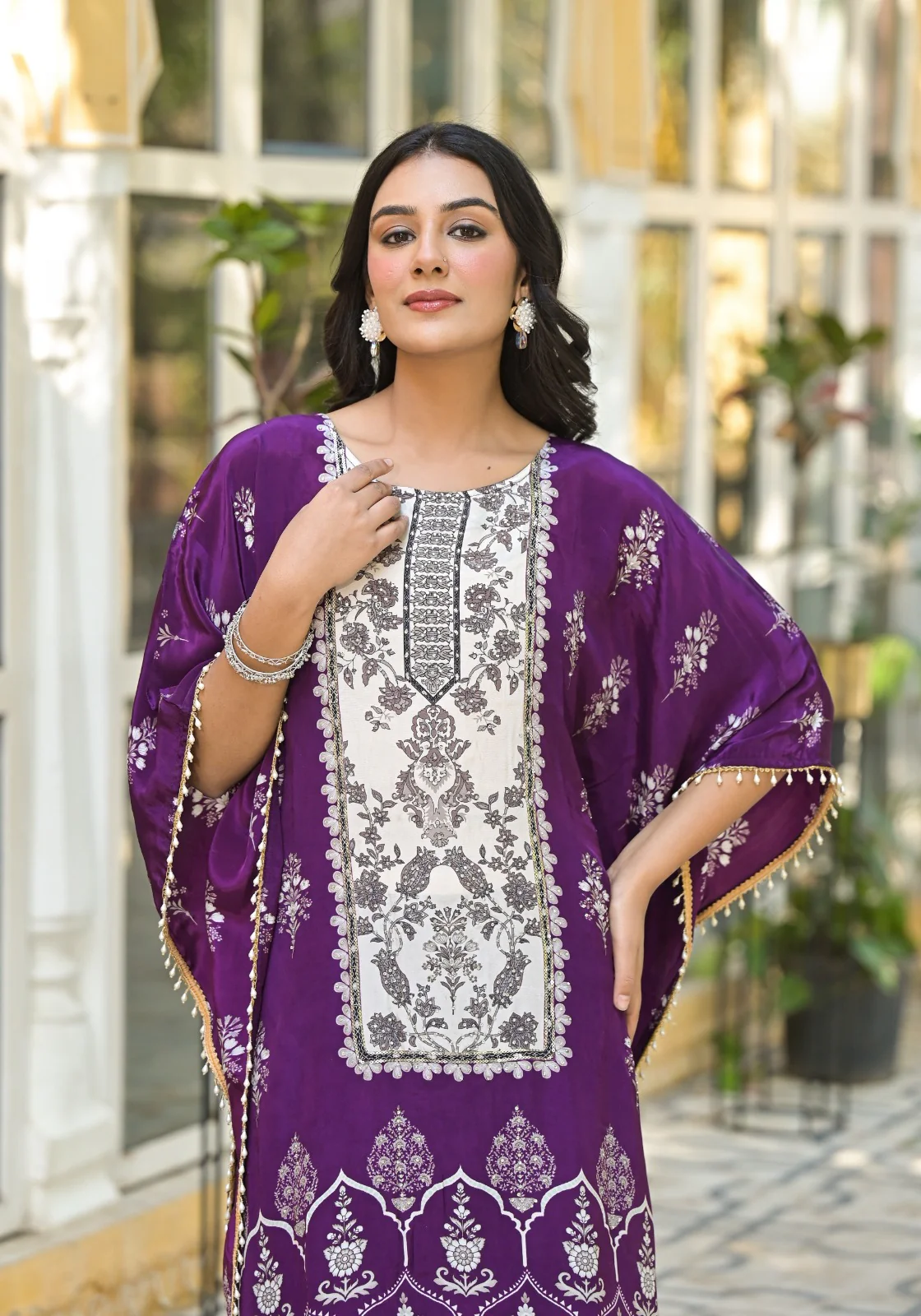 Mehna Orchid Full Heavy Work Kaftan Pant Set - Image 2