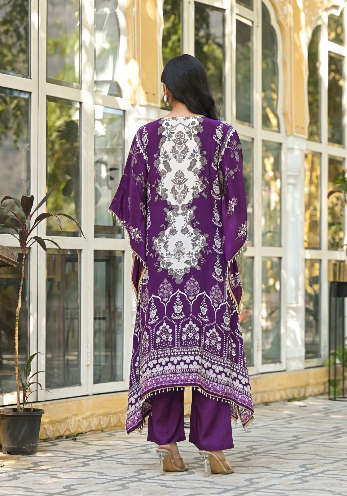 Mehna Orchid Full Heavy Work Kaftan Pant Set - Image 6
