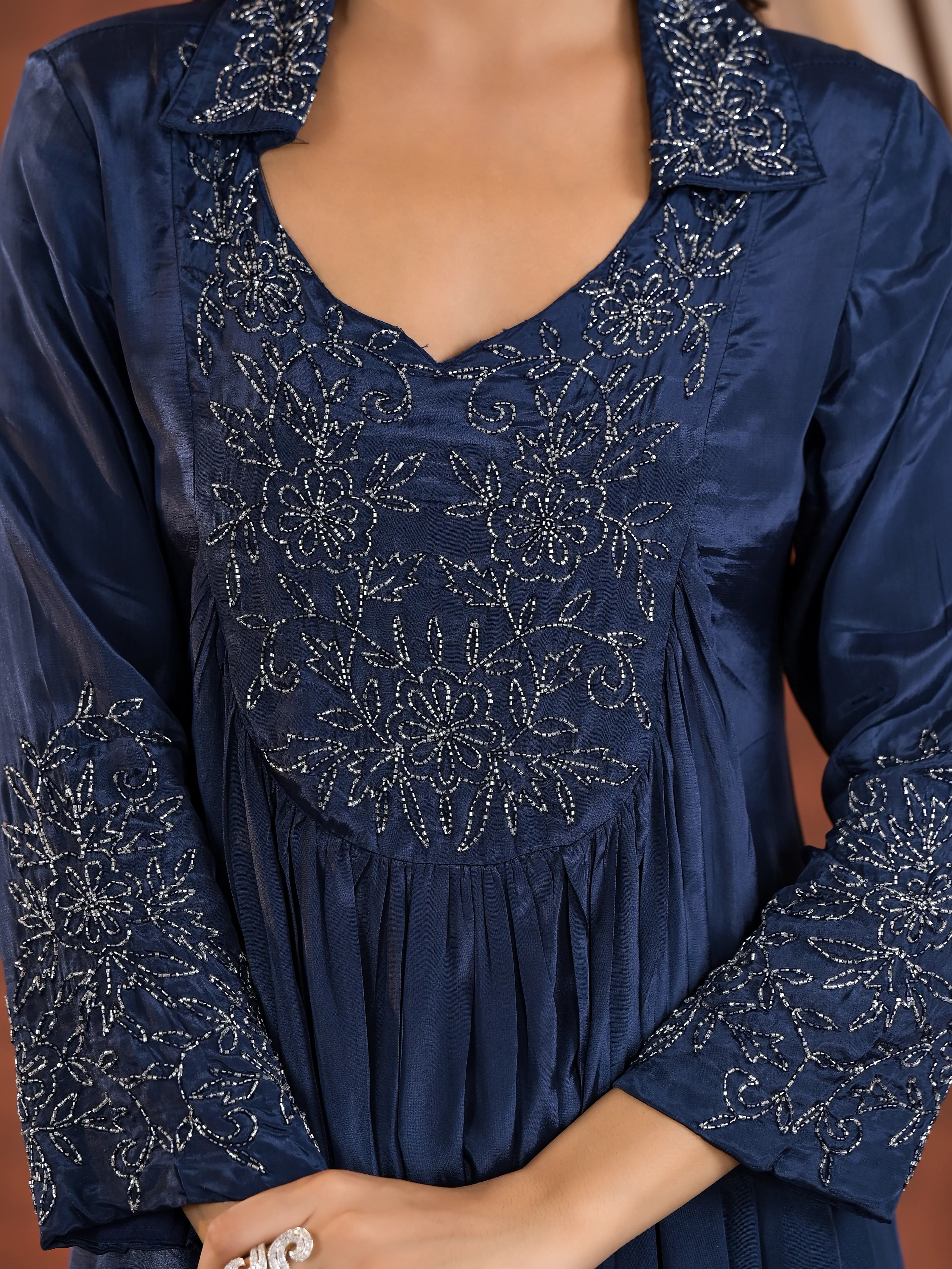 Irene Cobalt Work Premium Kurta Pant Set - Image 2