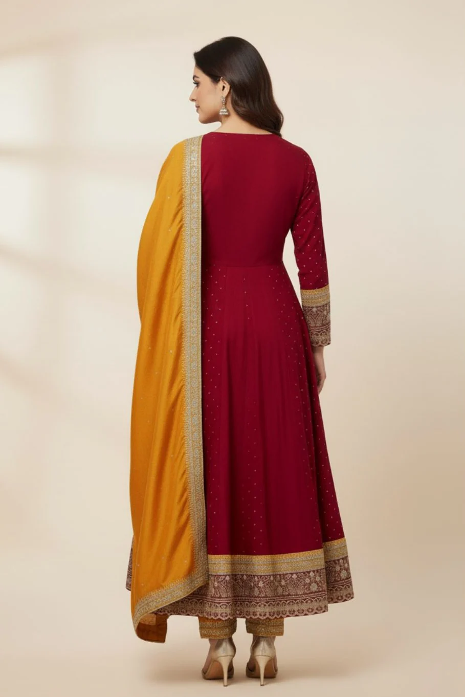 Shanti Carmine Full Work Suit Set - Image 3