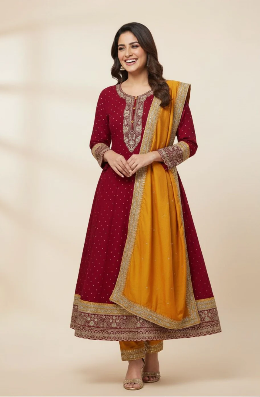 Shanti Carmine Full Work Suit Set - Image 4