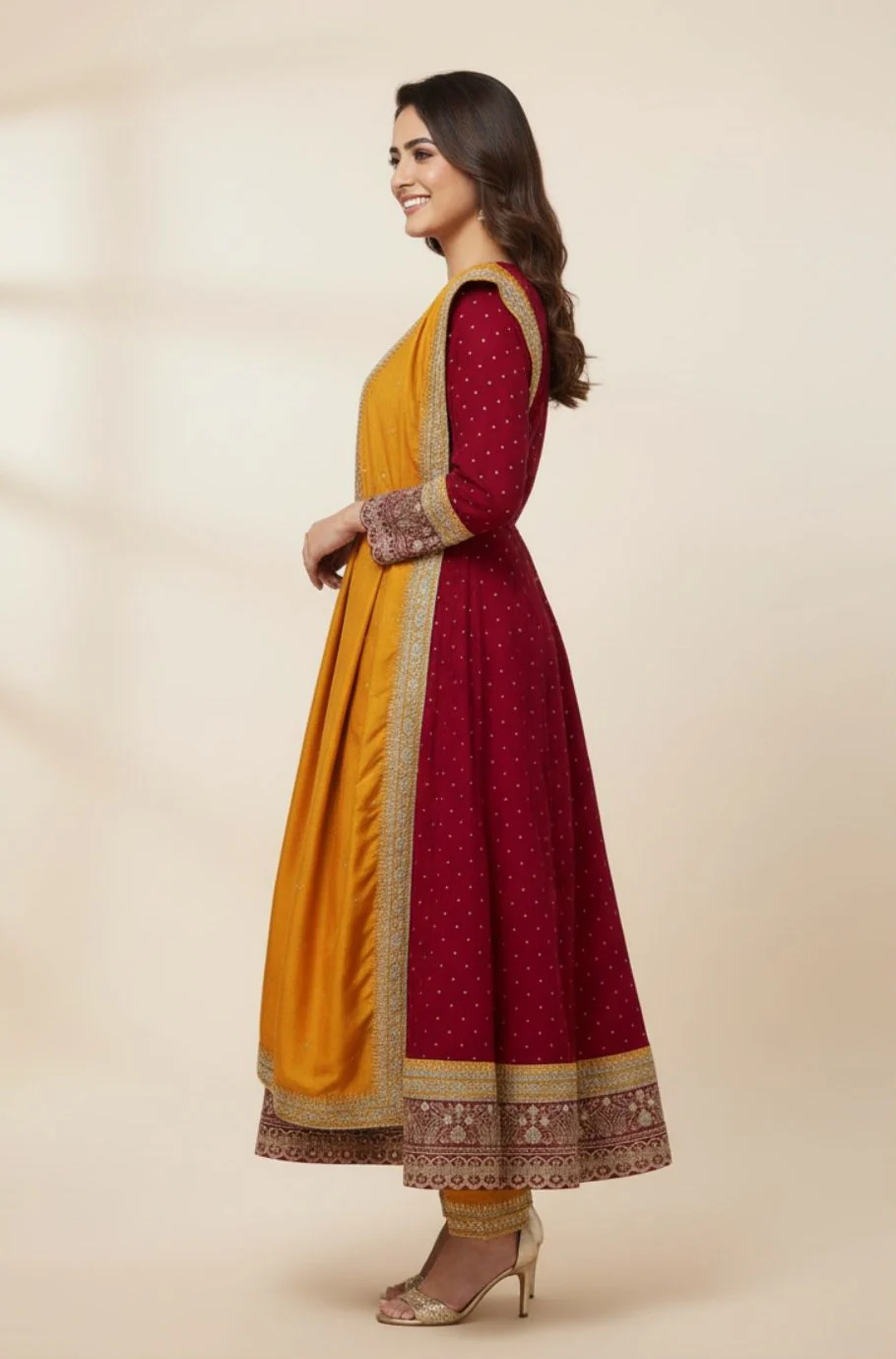 Shanti Carmine Full Work Suit Set - Image 5