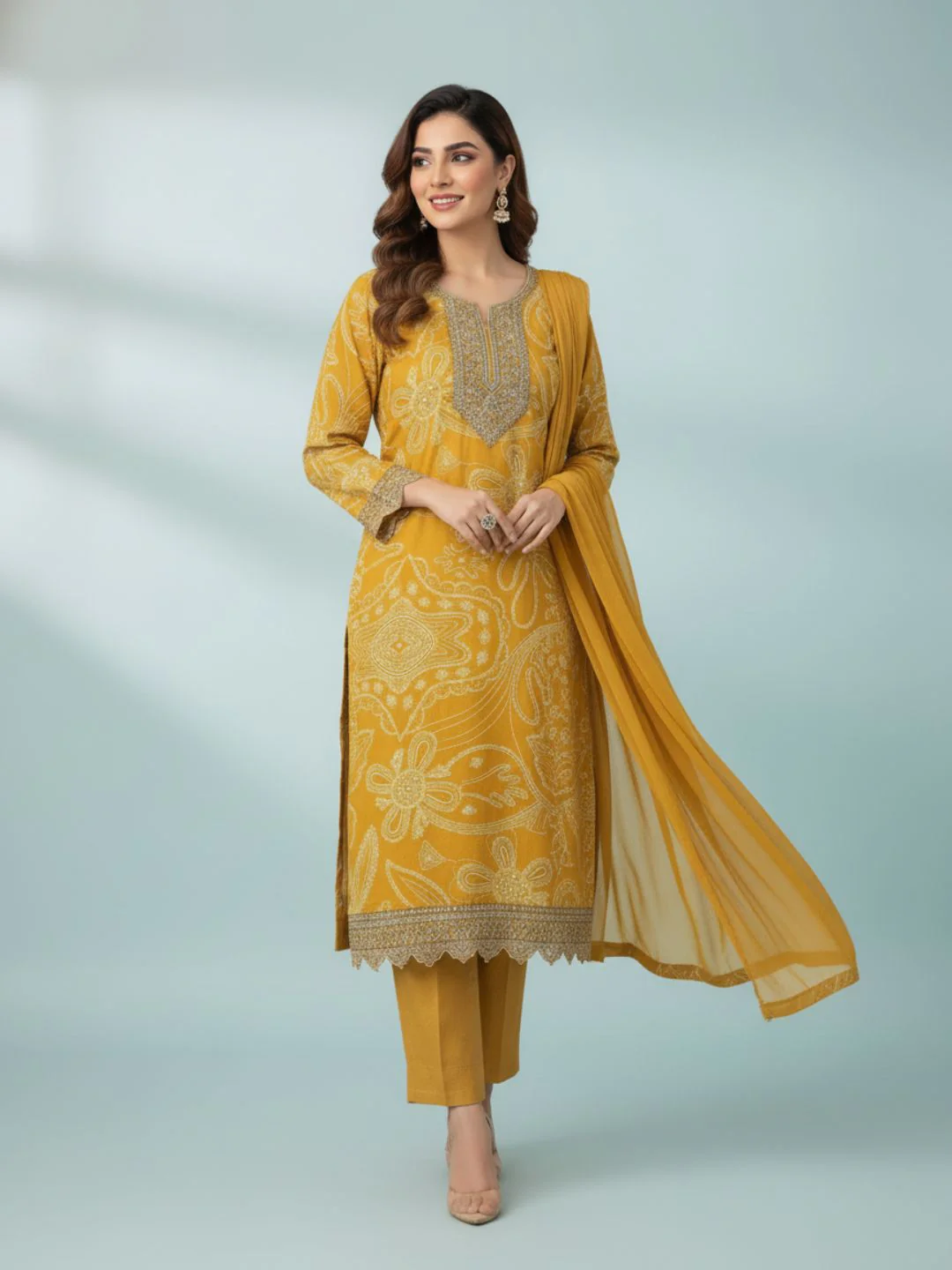 Shanti Sunglow Printed Work Suit Set - Image 4