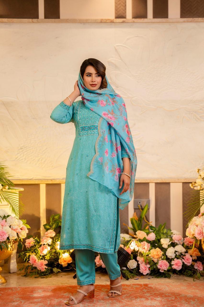 Gunjan Ocean Cotton Suit Set - Image 3