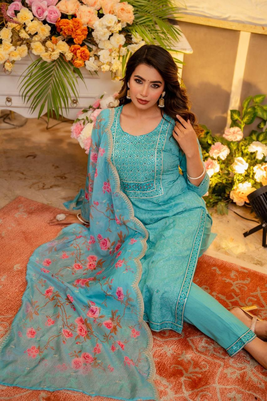 Gunjan Ocean Cotton Suit Set - Image 4