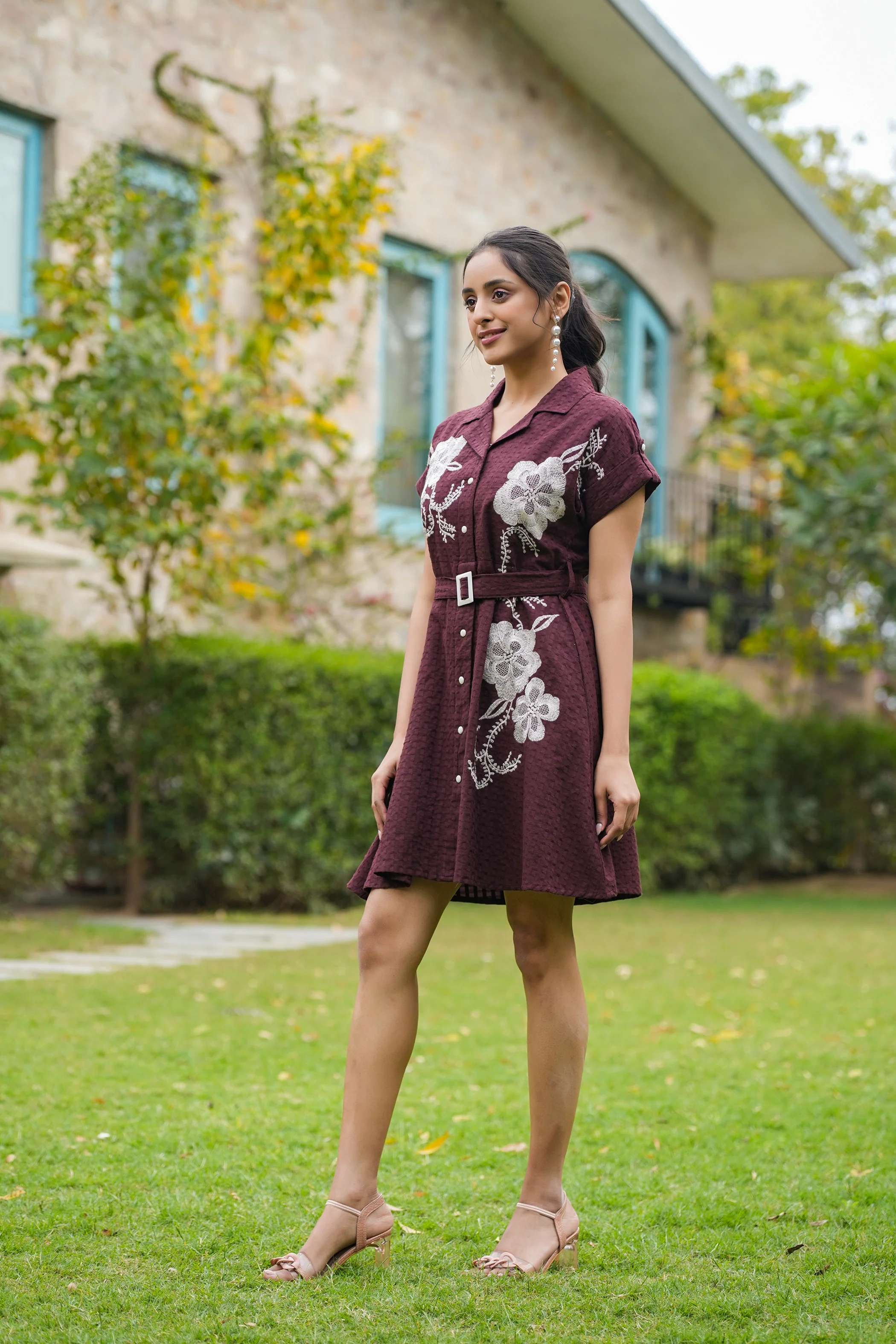 Joshna Mulberry Embroidery Cotton Dress - Image 10
