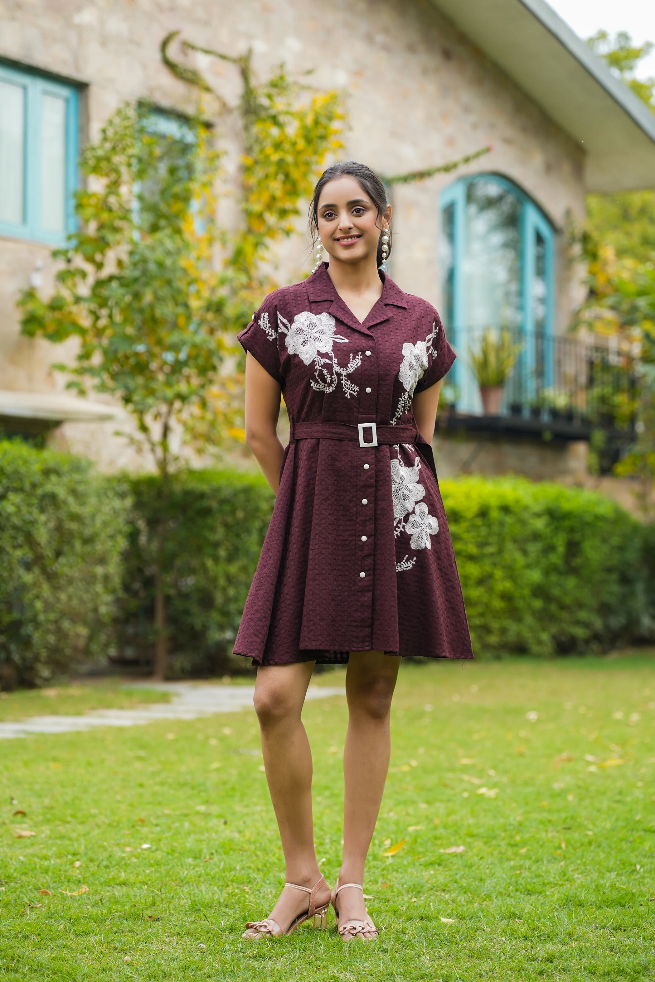 Joshna Mulberry Embroidery Cotton Dress - Image 14