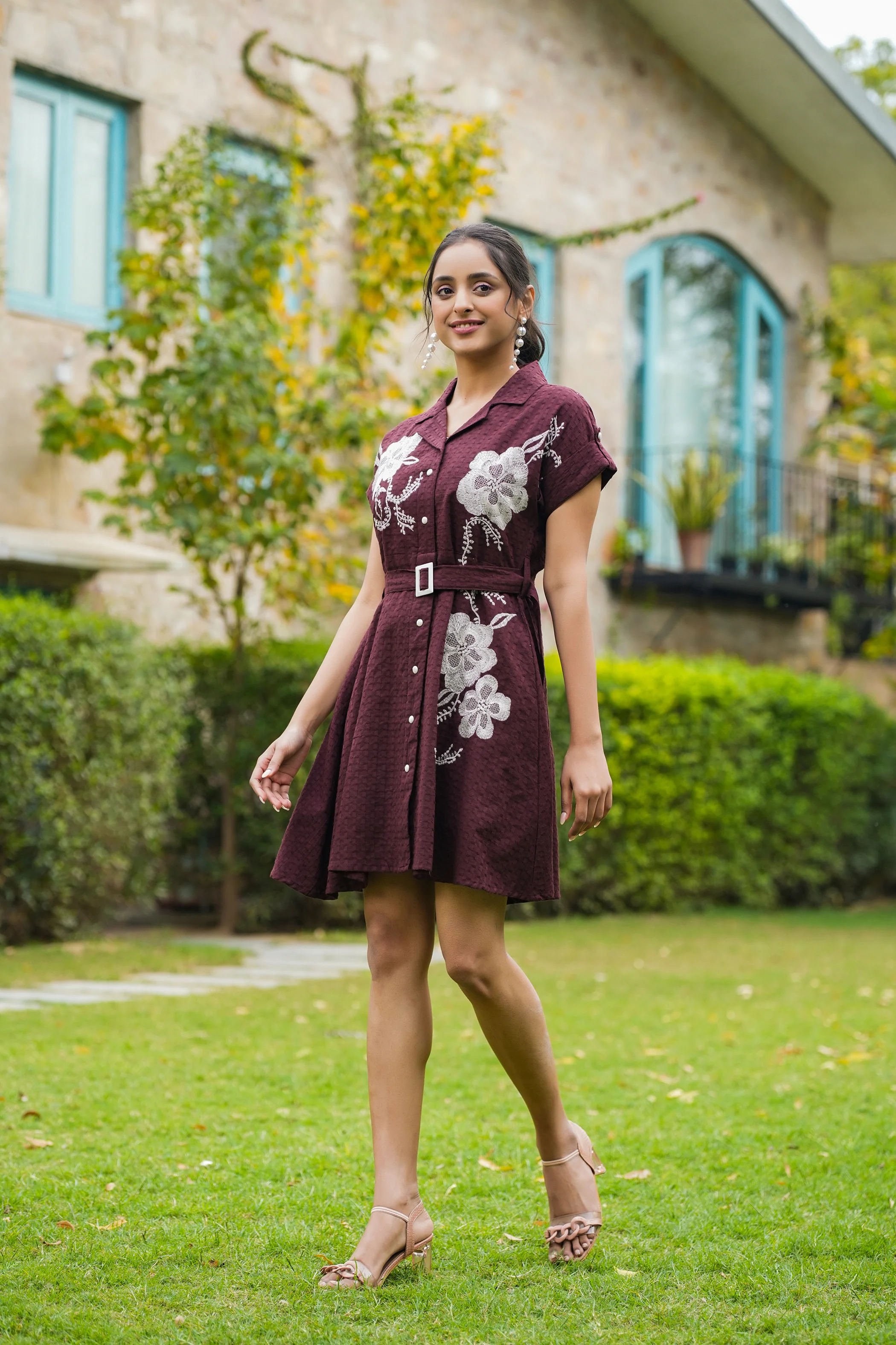 Joshna Mulberry Embroidery Cotton Dress - Image 15