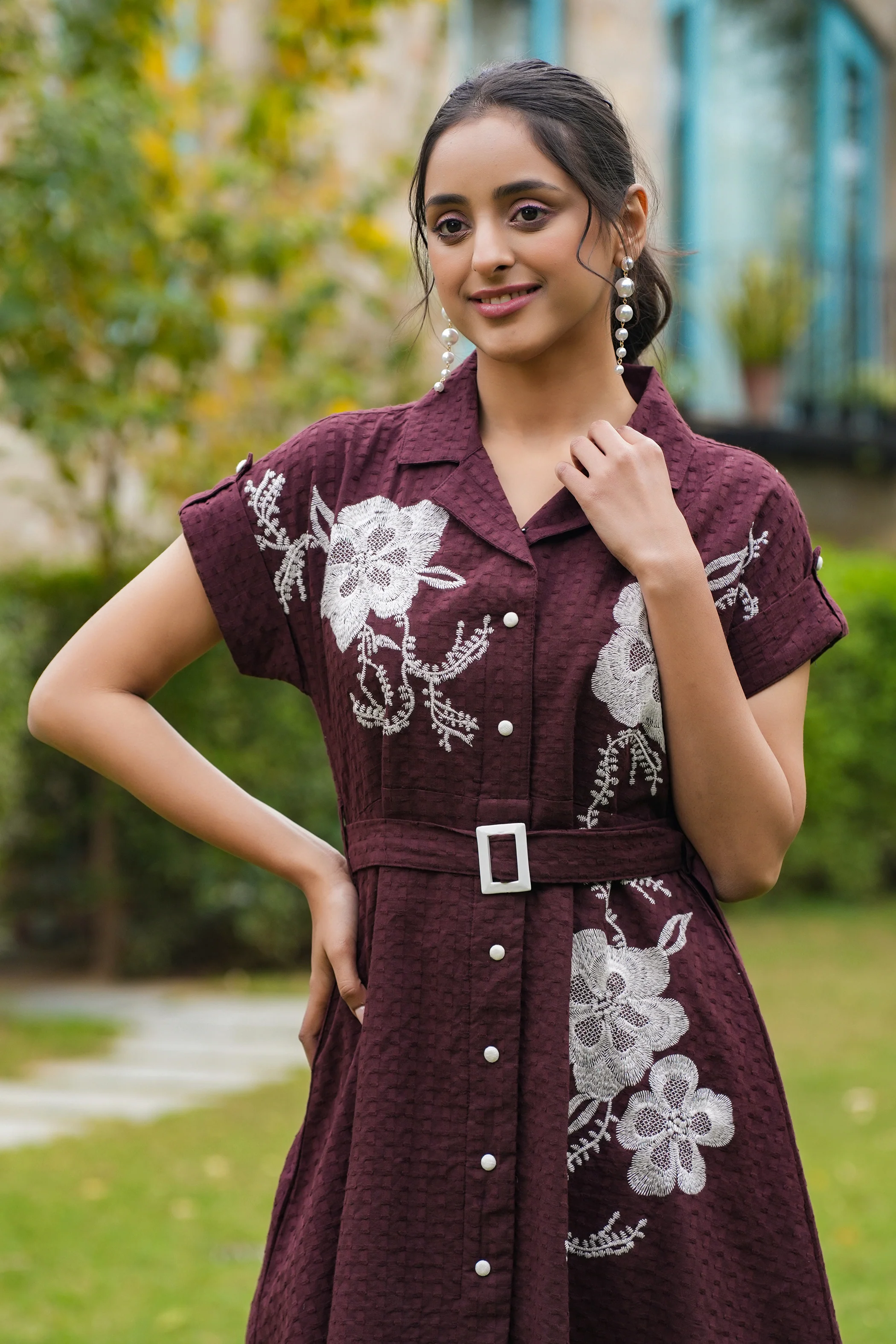 Joshna Mulberry Embroidery Cotton Dress - Image 16
