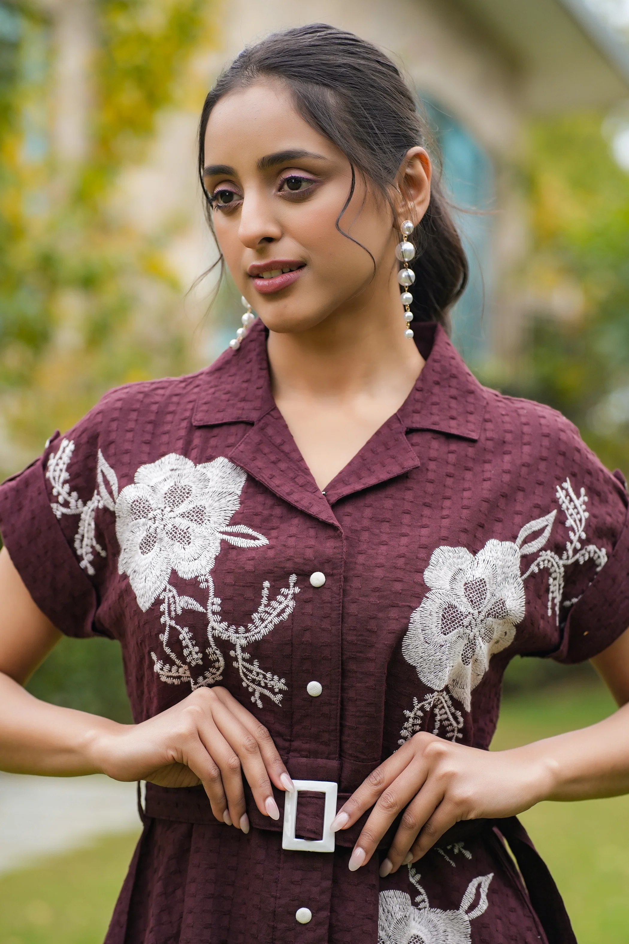 Joshna Mulberry Embroidery Cotton Dress - Image 18
